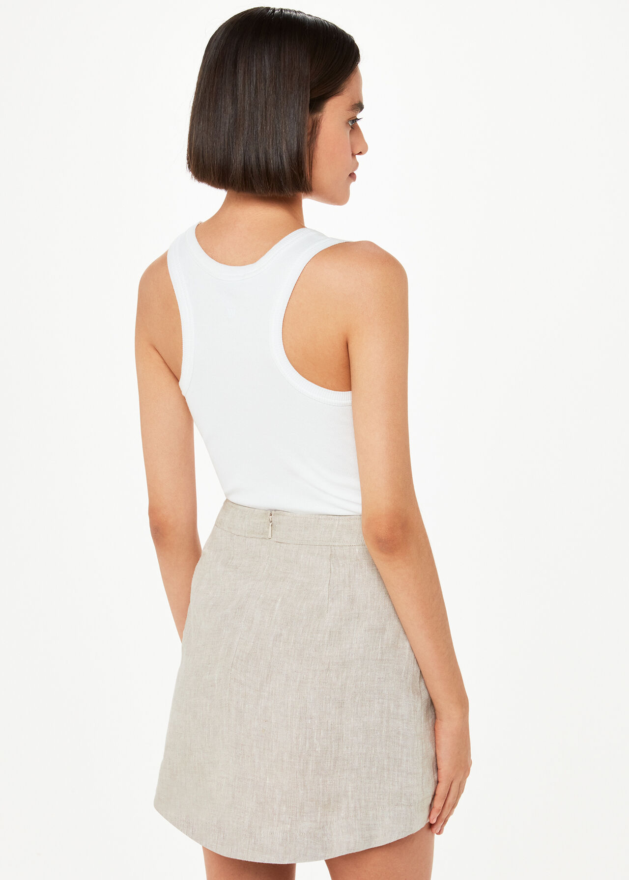 Curved Hem Linen Skirt