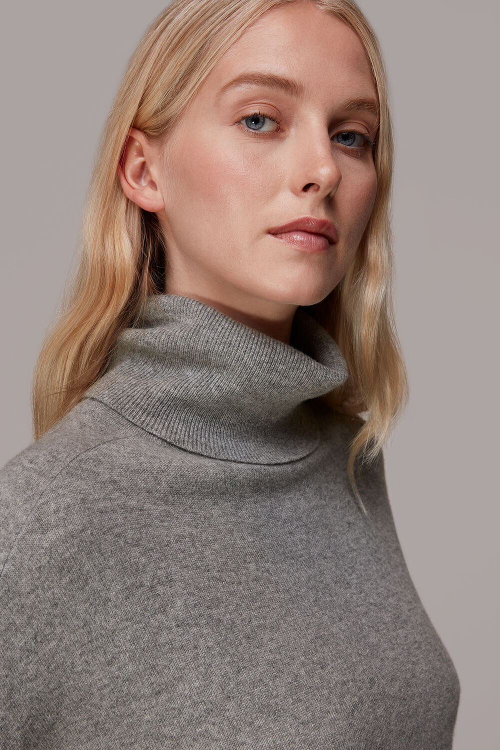 Grey Cashmere Turtleneck Sweater