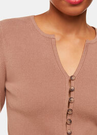 Ribbed Button Through Cardigan