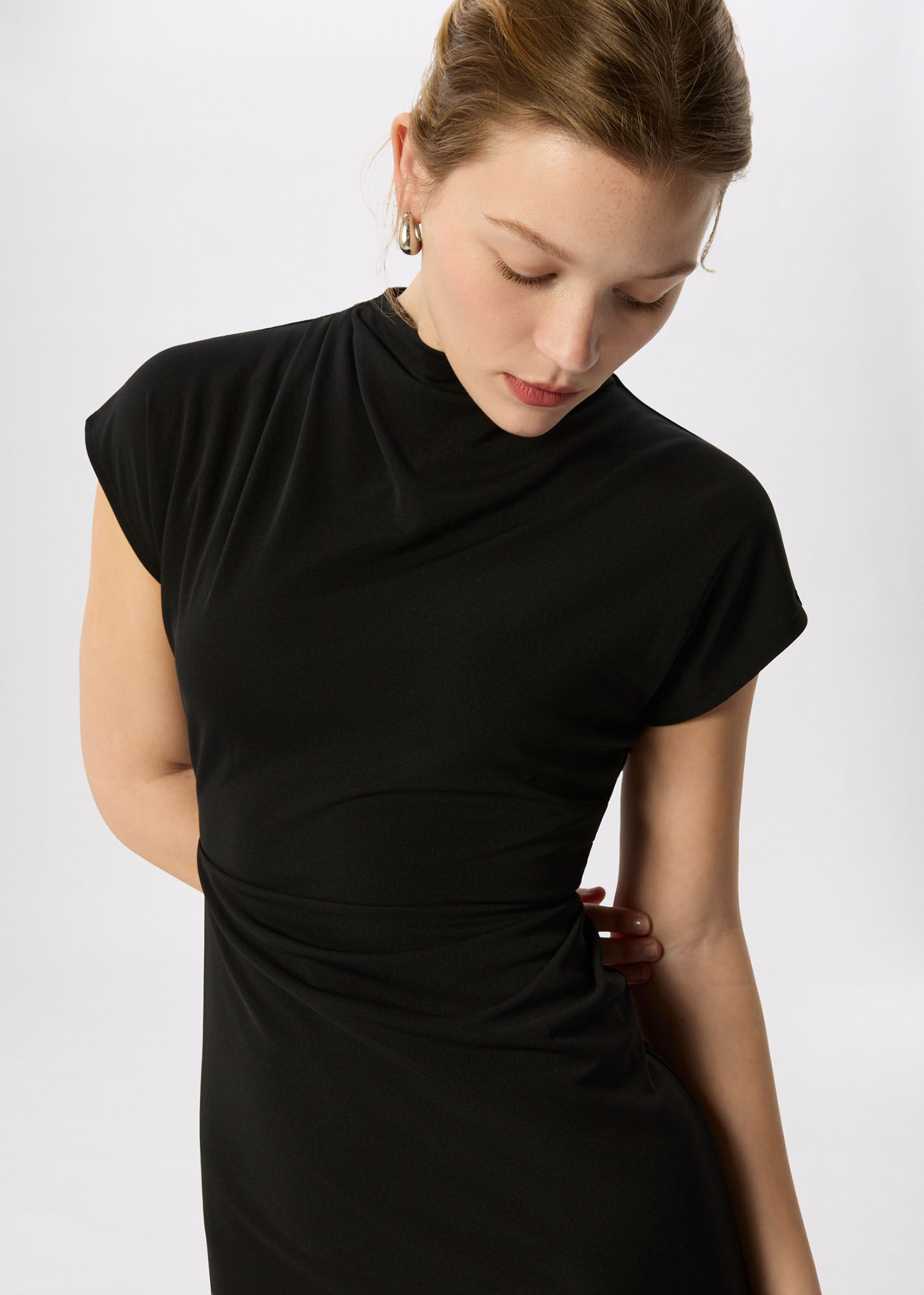 Black Jersey Sheer Underlayer Dress | WHISTLES | Whistles US |