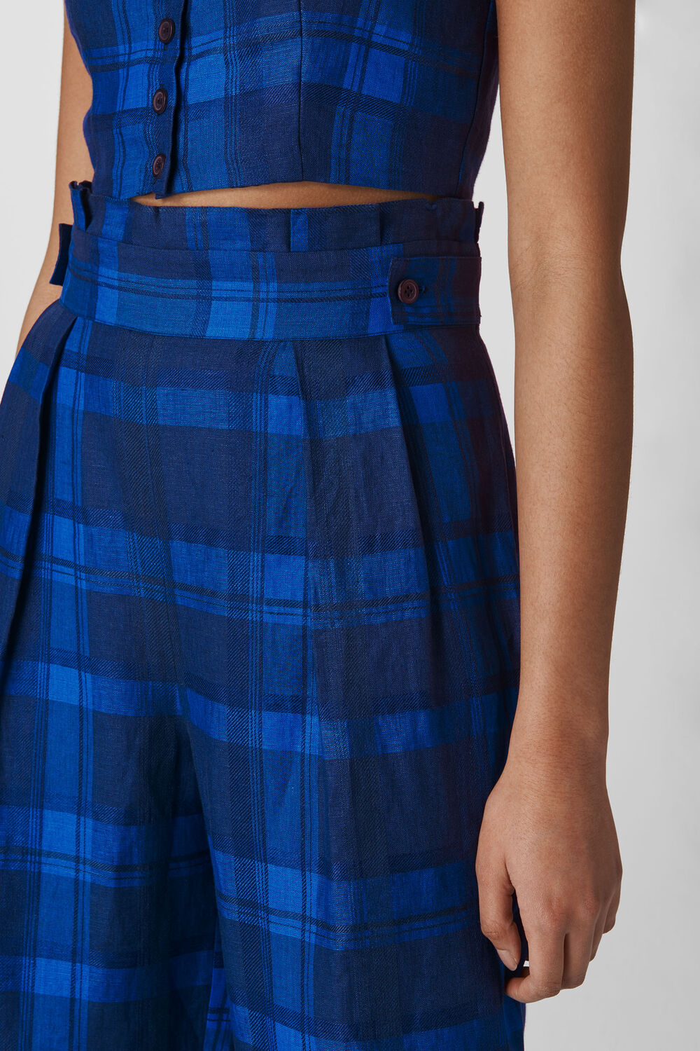 Check Pleated Trouser Blue/Multi
