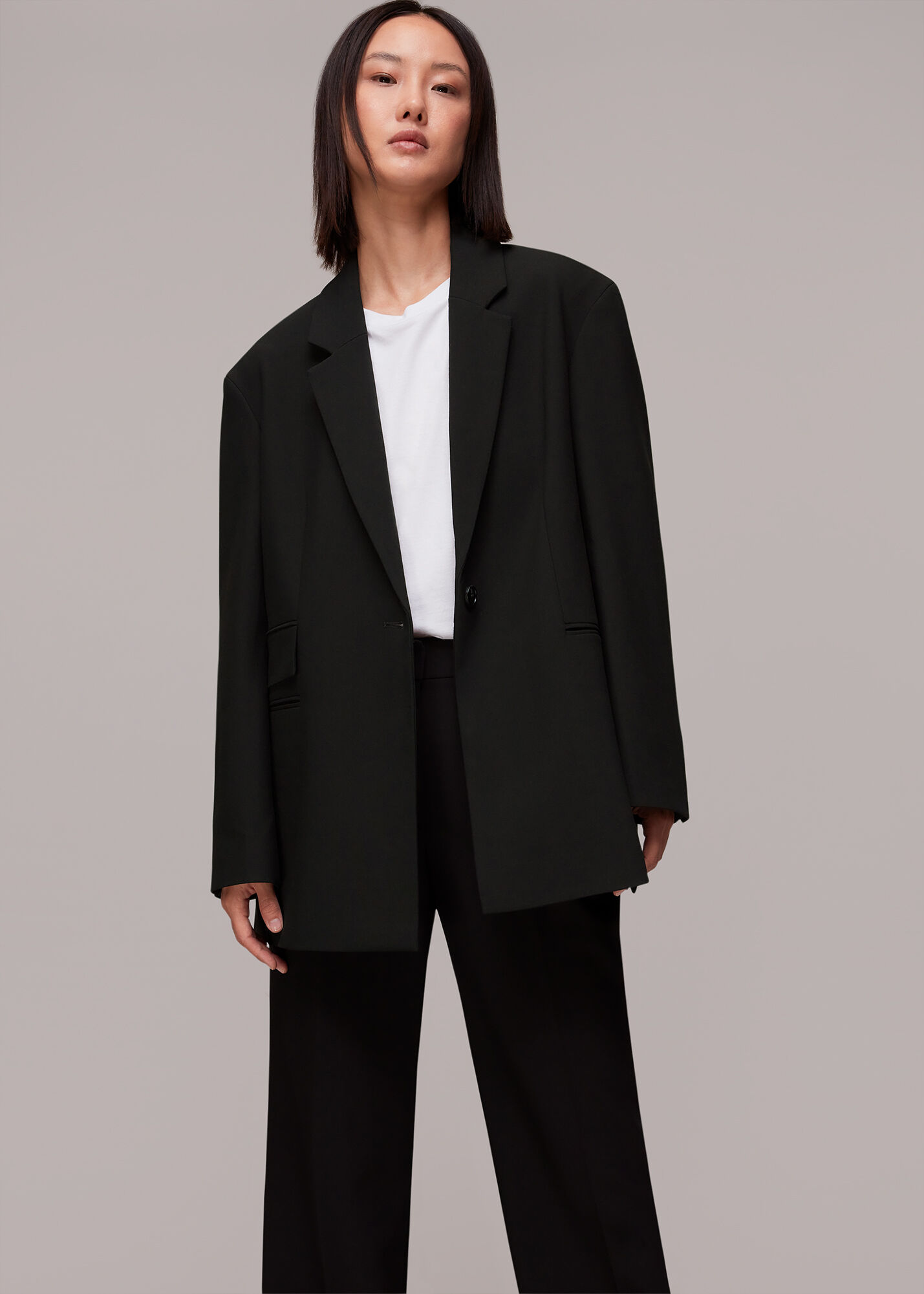 Black Carla Oversized Blazer | WHISTLES | Whistles ROW |