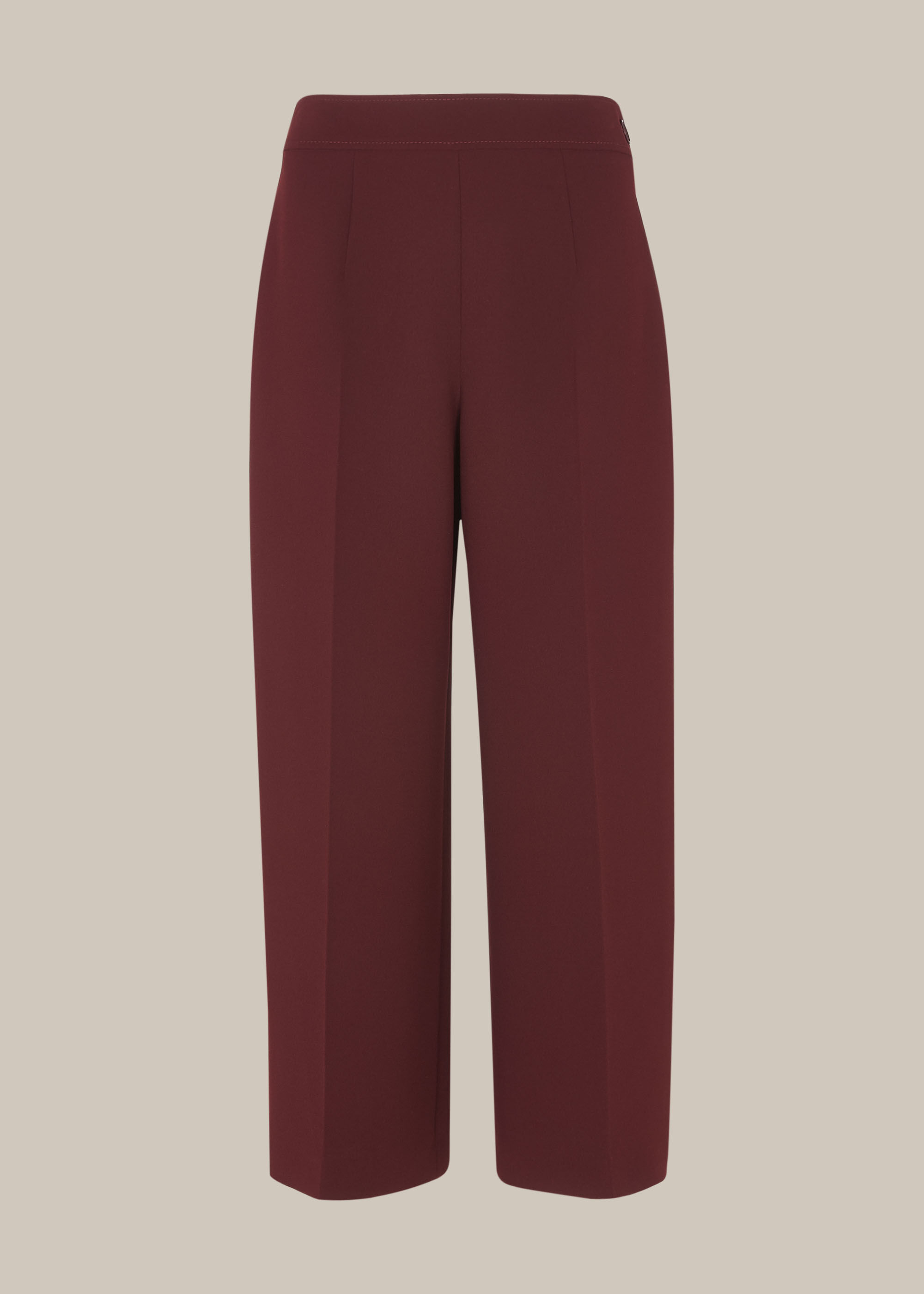 Burgundy Wide Leg Crop Trouser WHISTLES Whistles UK