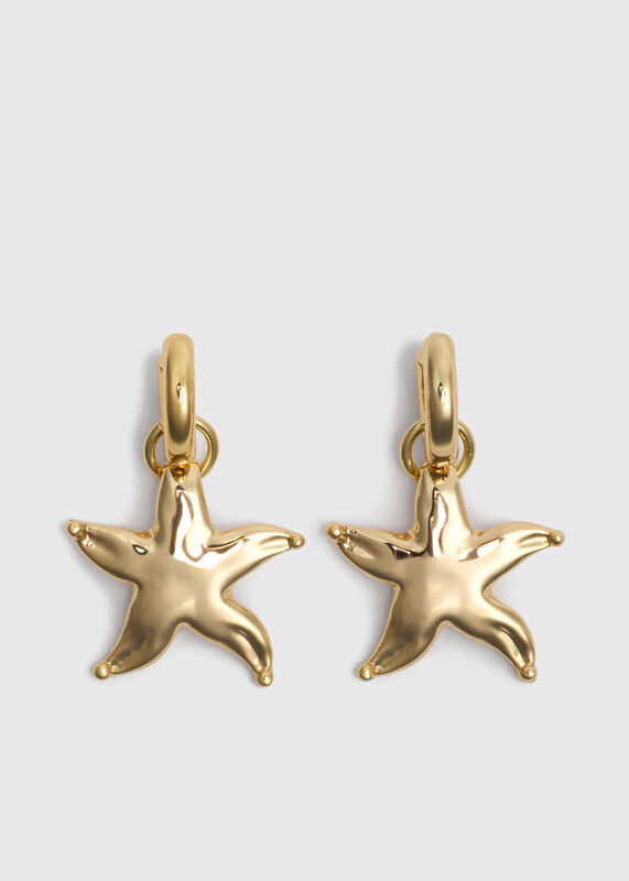 Gold Starfish Hoop Earring