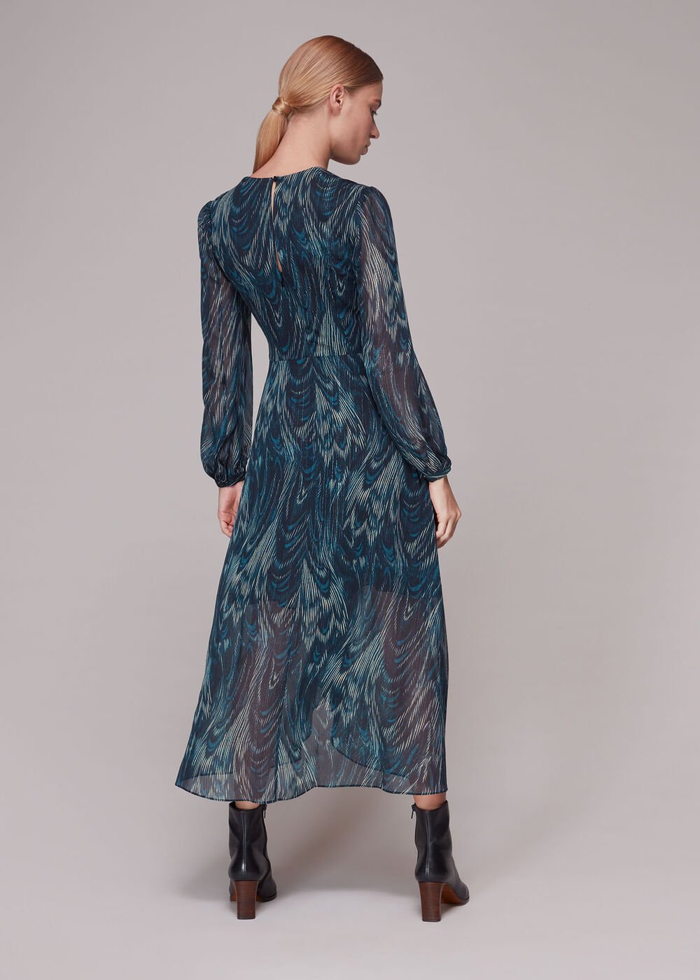 Wave Print Ruched Dress