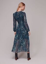 Wave Print Ruched Dress