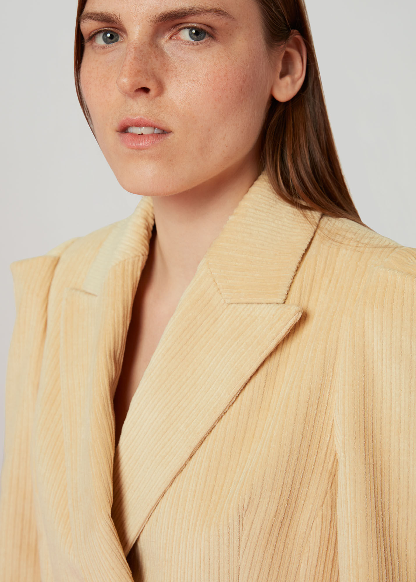 Beige Suki Cord Puff Sleeve Blazer WHISTLES