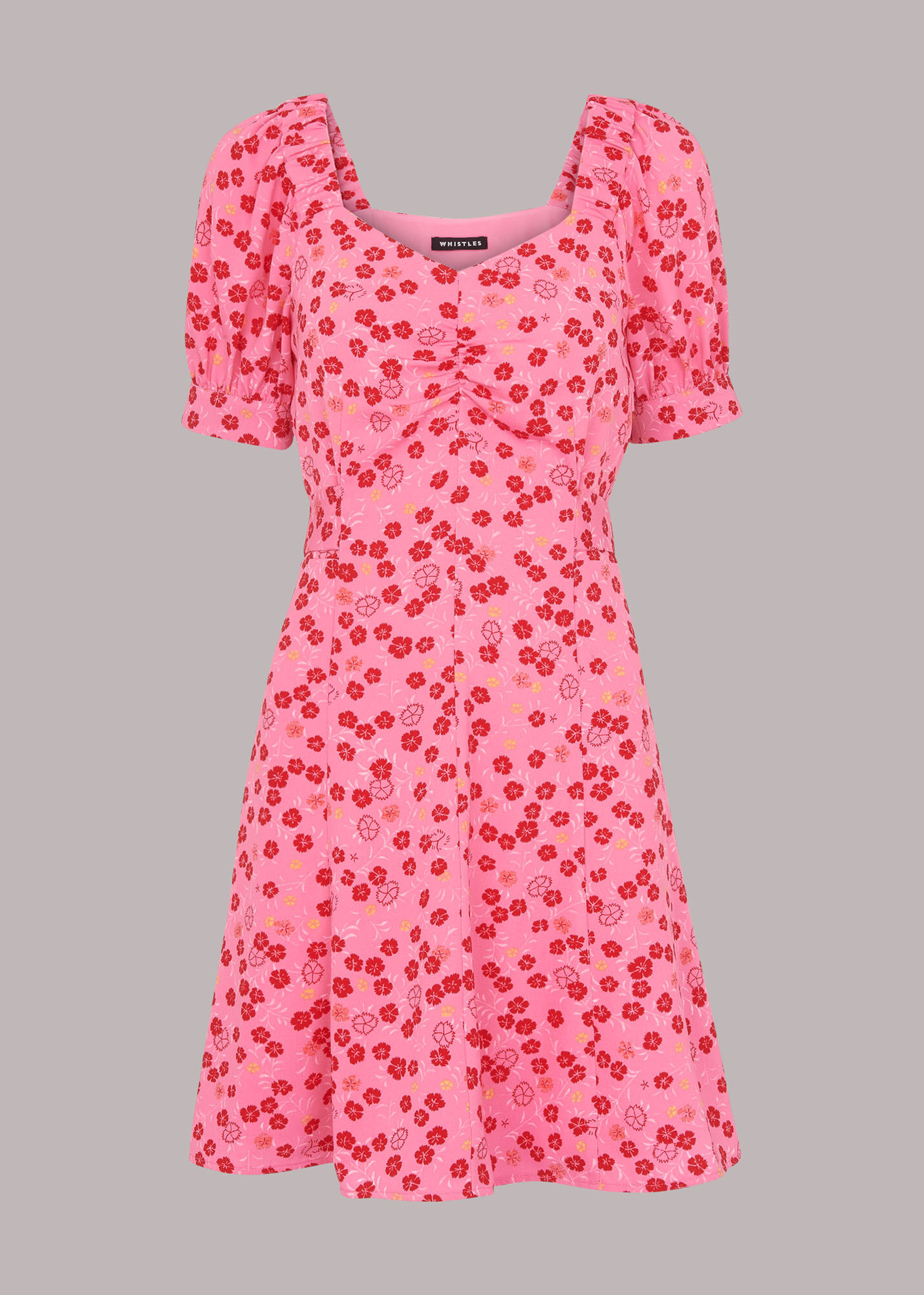 Pink Cherry Floral Tie Waist Dress