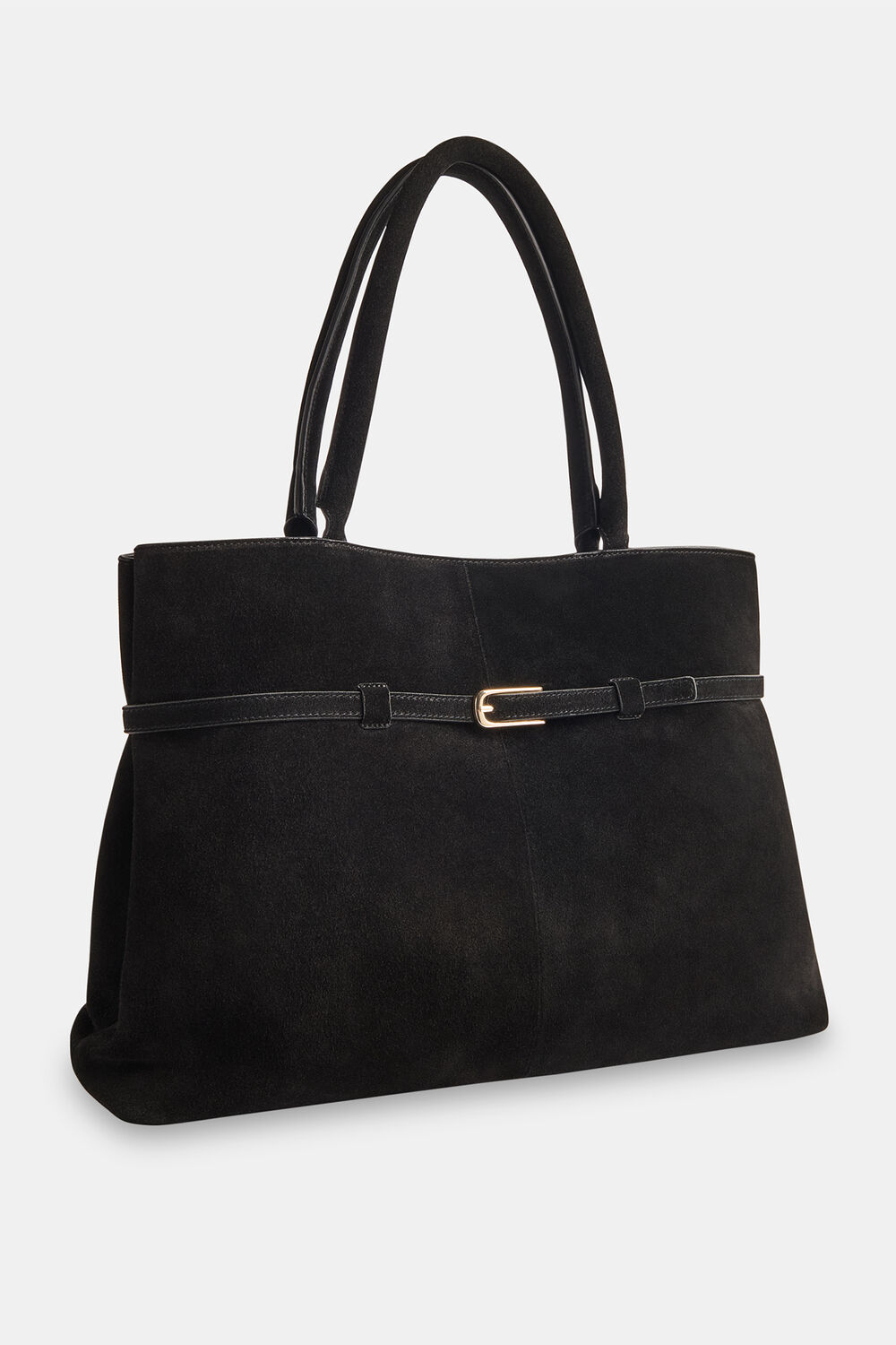 Black Noelle Suede Buckle Tote Bag