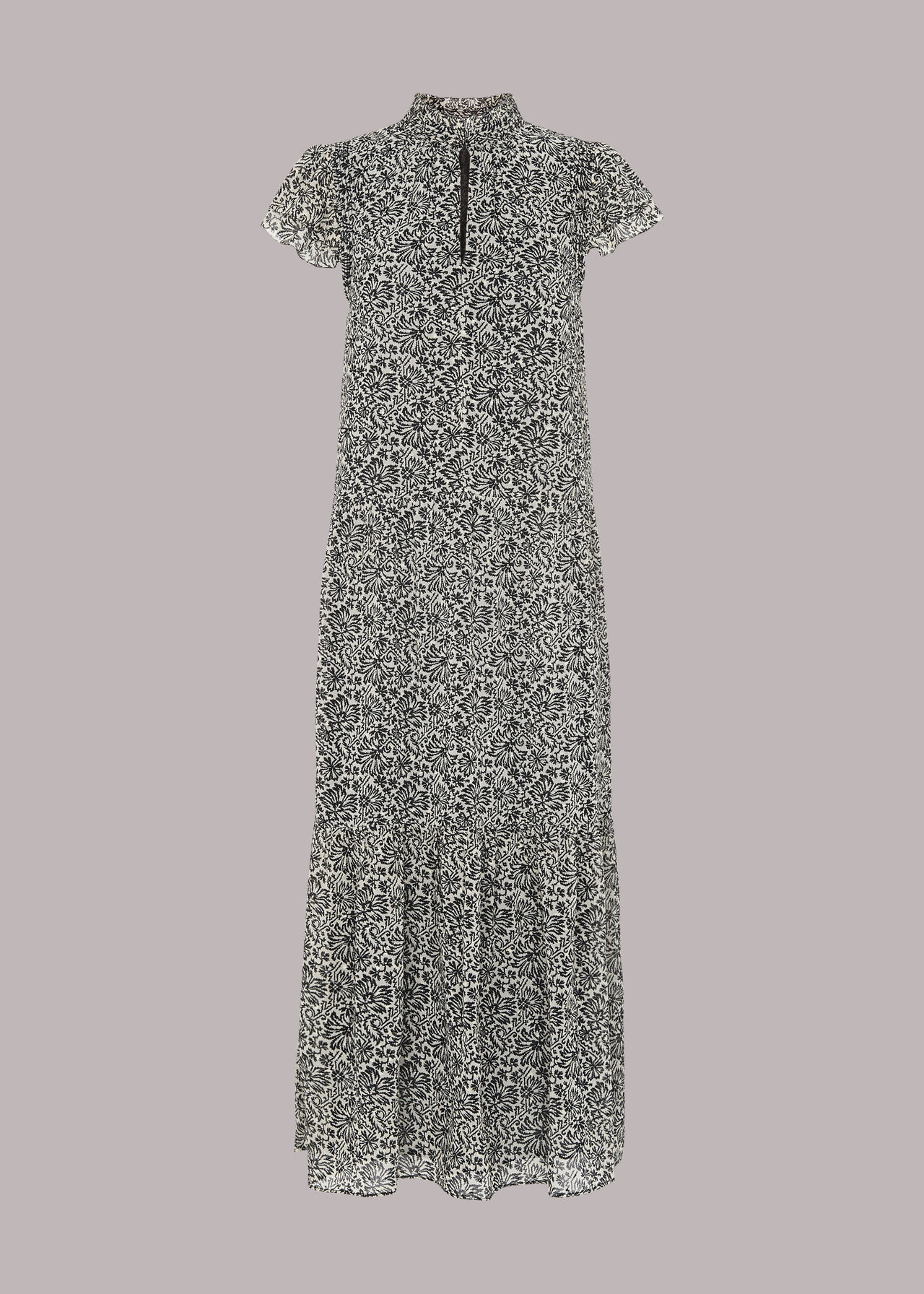 Indo Floral Print Tiered Dress