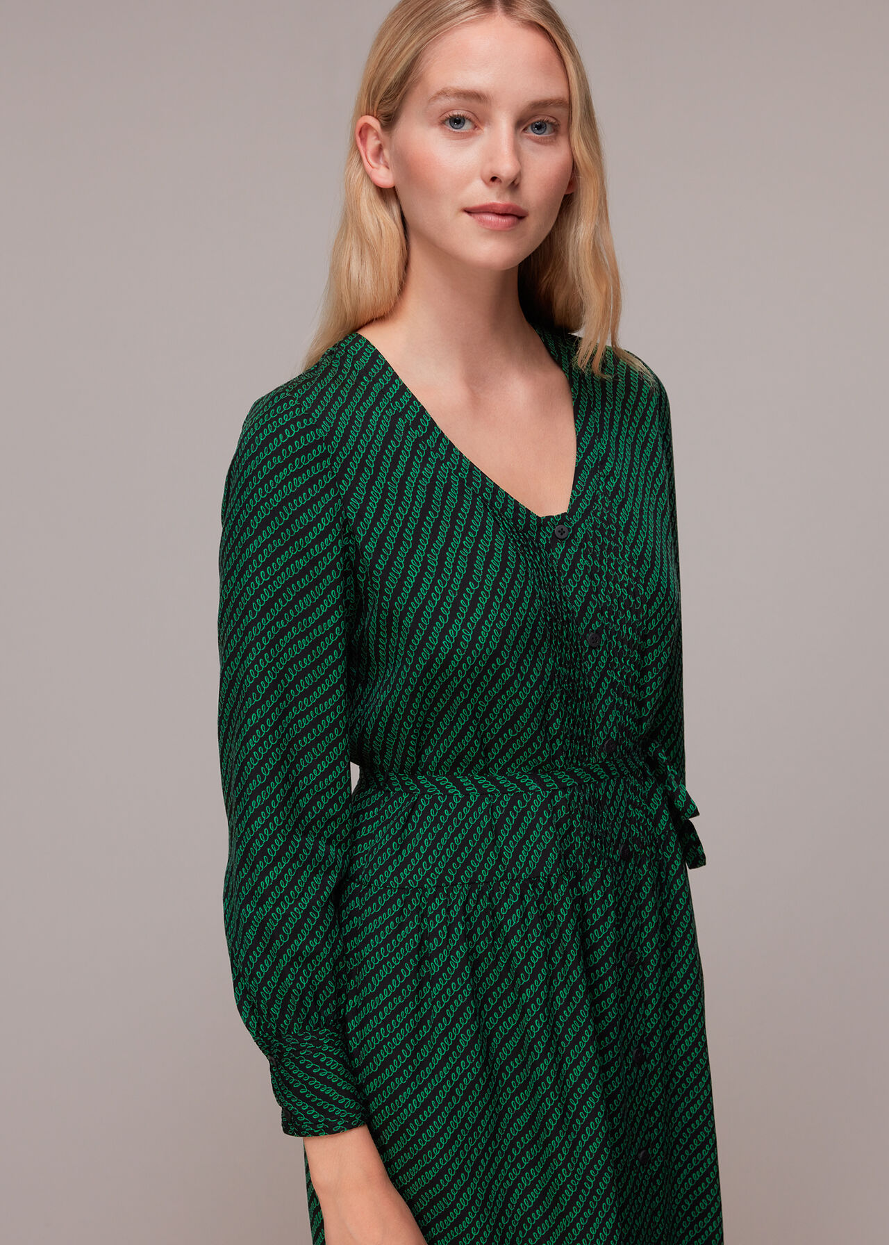 Diagonal Twist Midi Dress