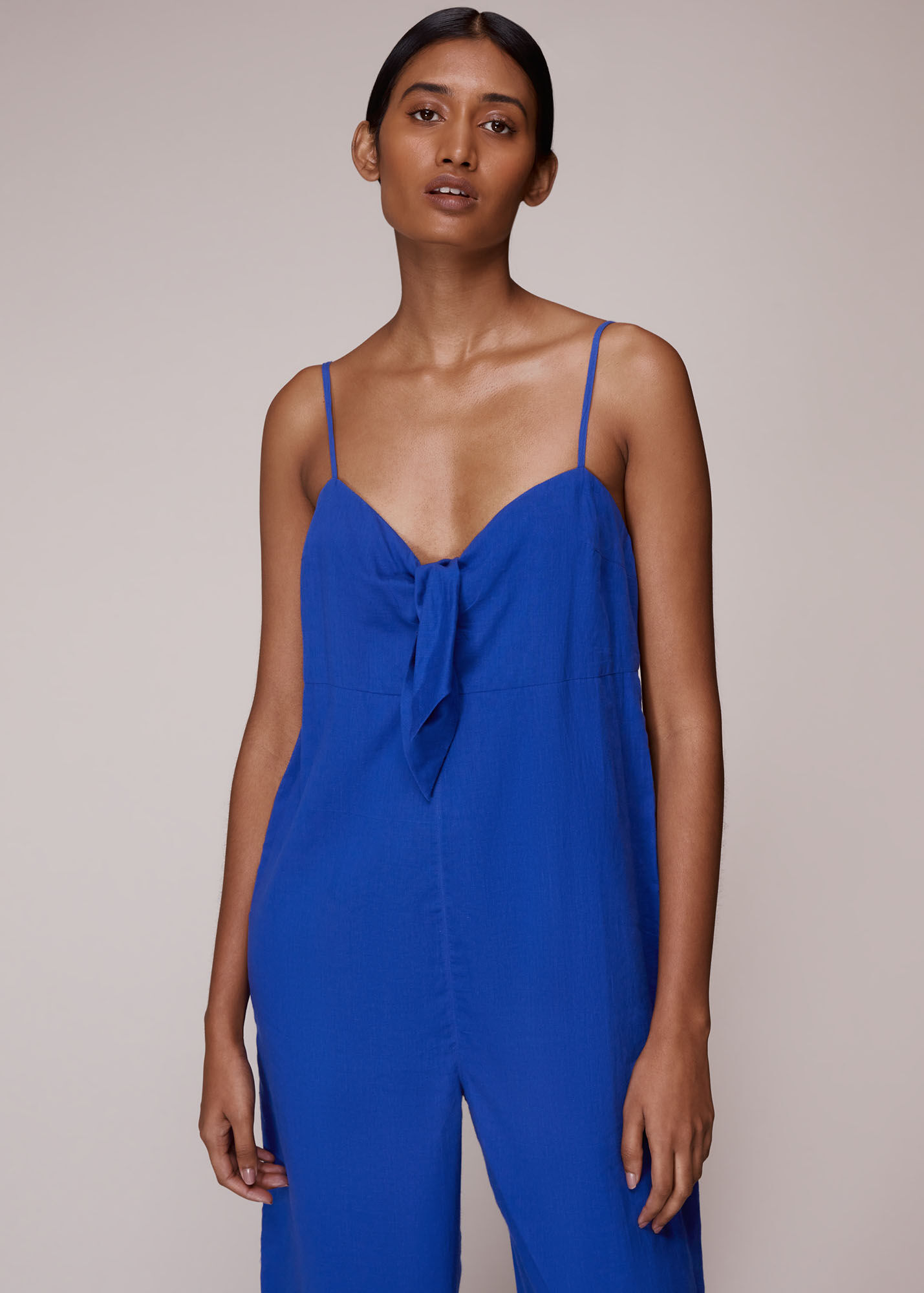Blue Tie Cotton Voile Jumpsuit WHISTLES