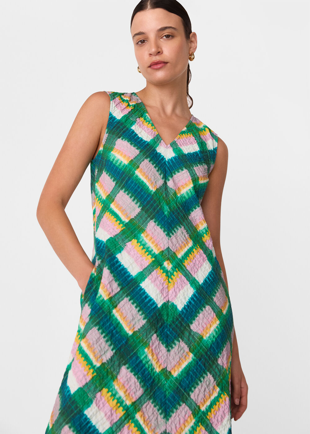 Sleeveless Checked Dress