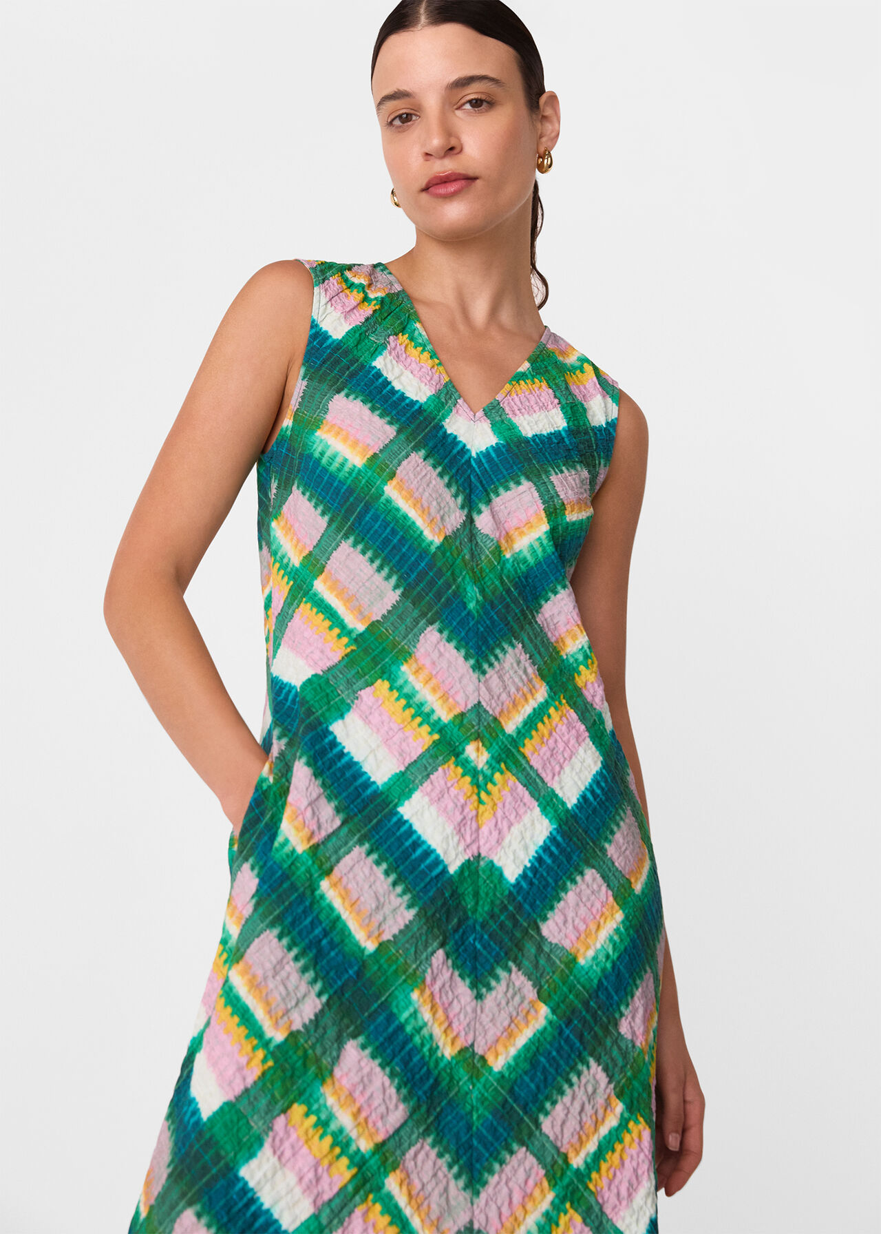 Sleeveless Checked Dress