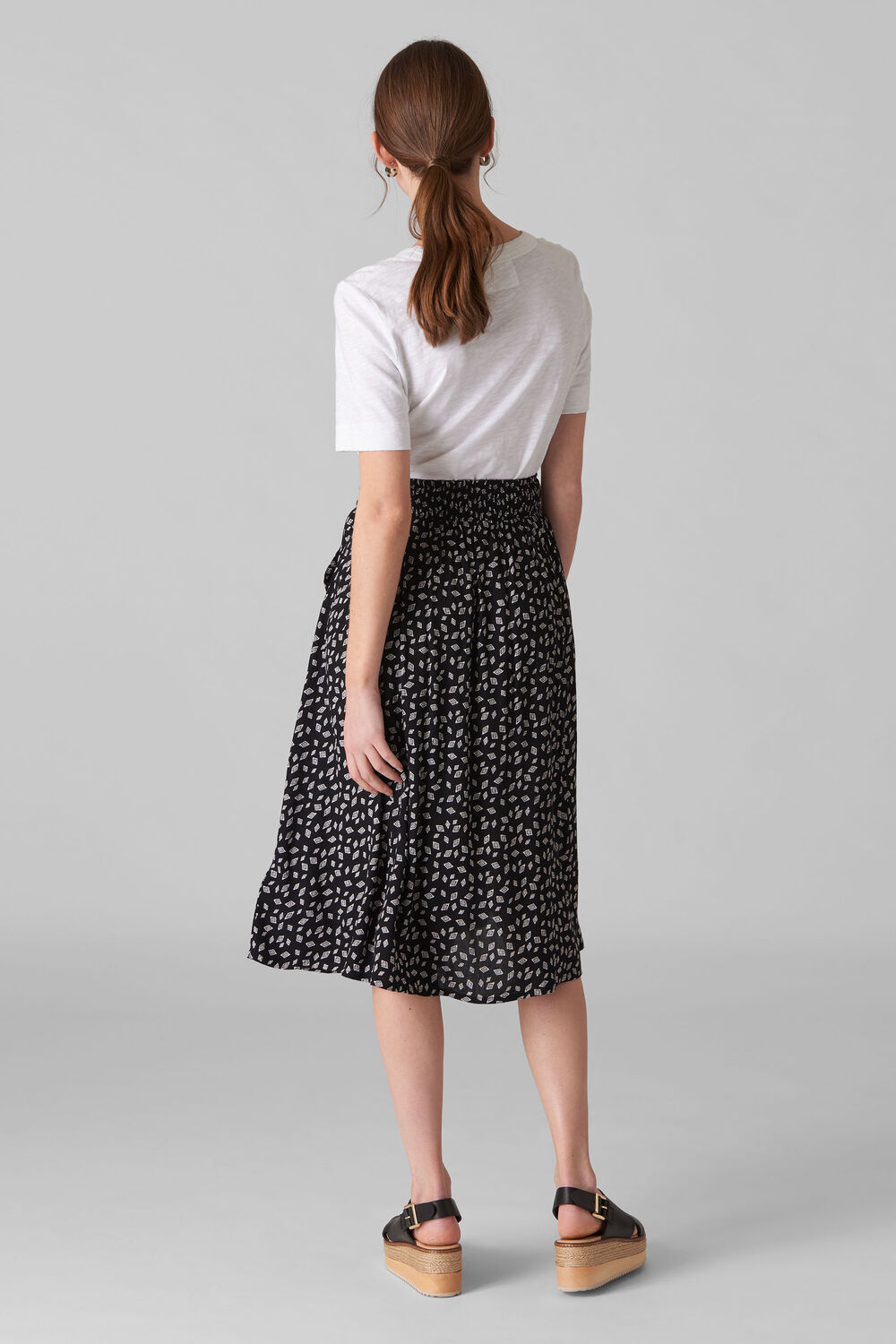 Gobi Print Textured Skirt Black and White