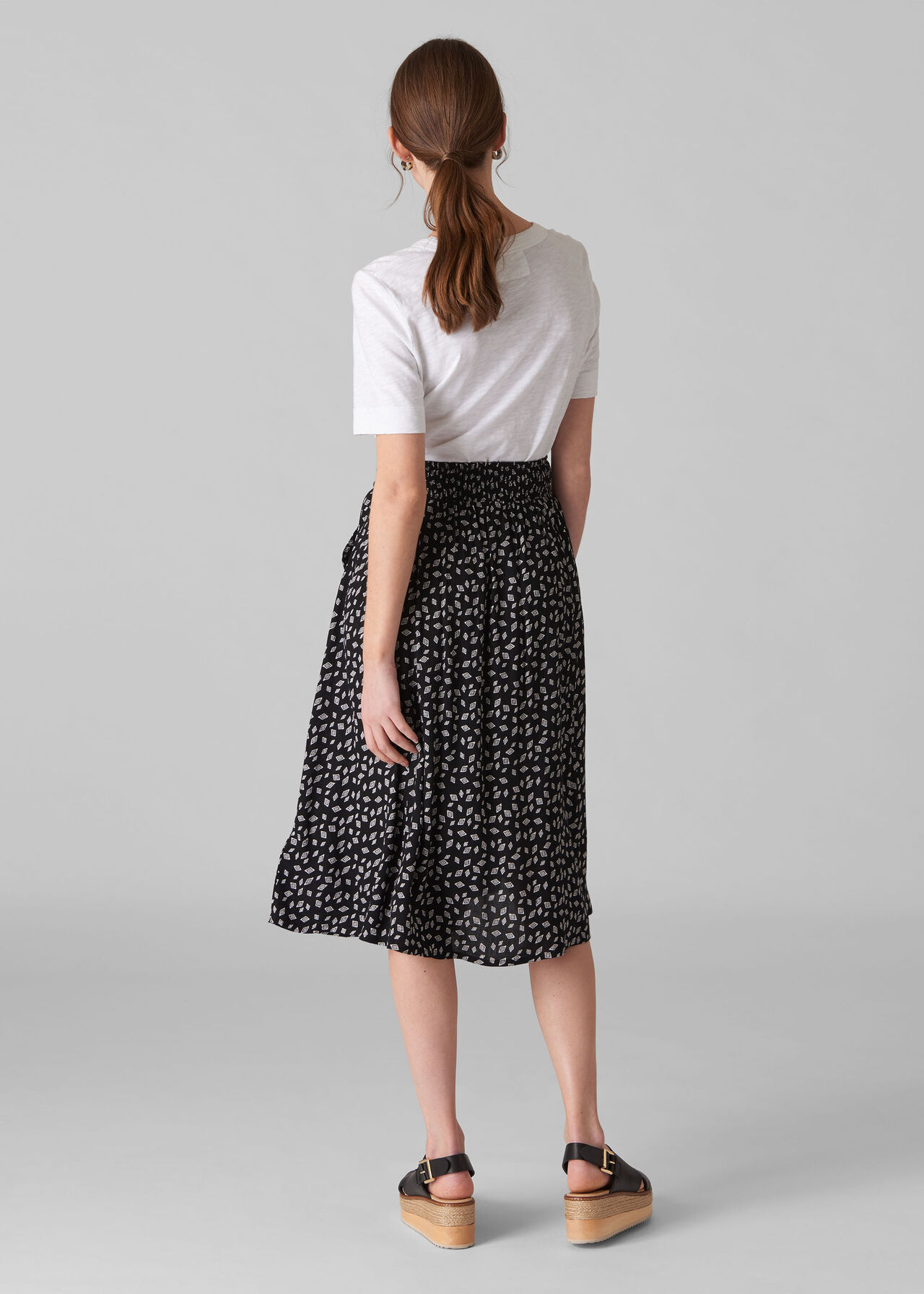 Gobi Print Textured Skirt Black and White