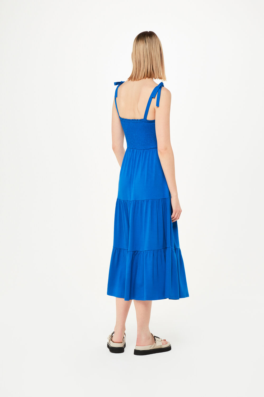 Smocked Tiered Jersey Dress