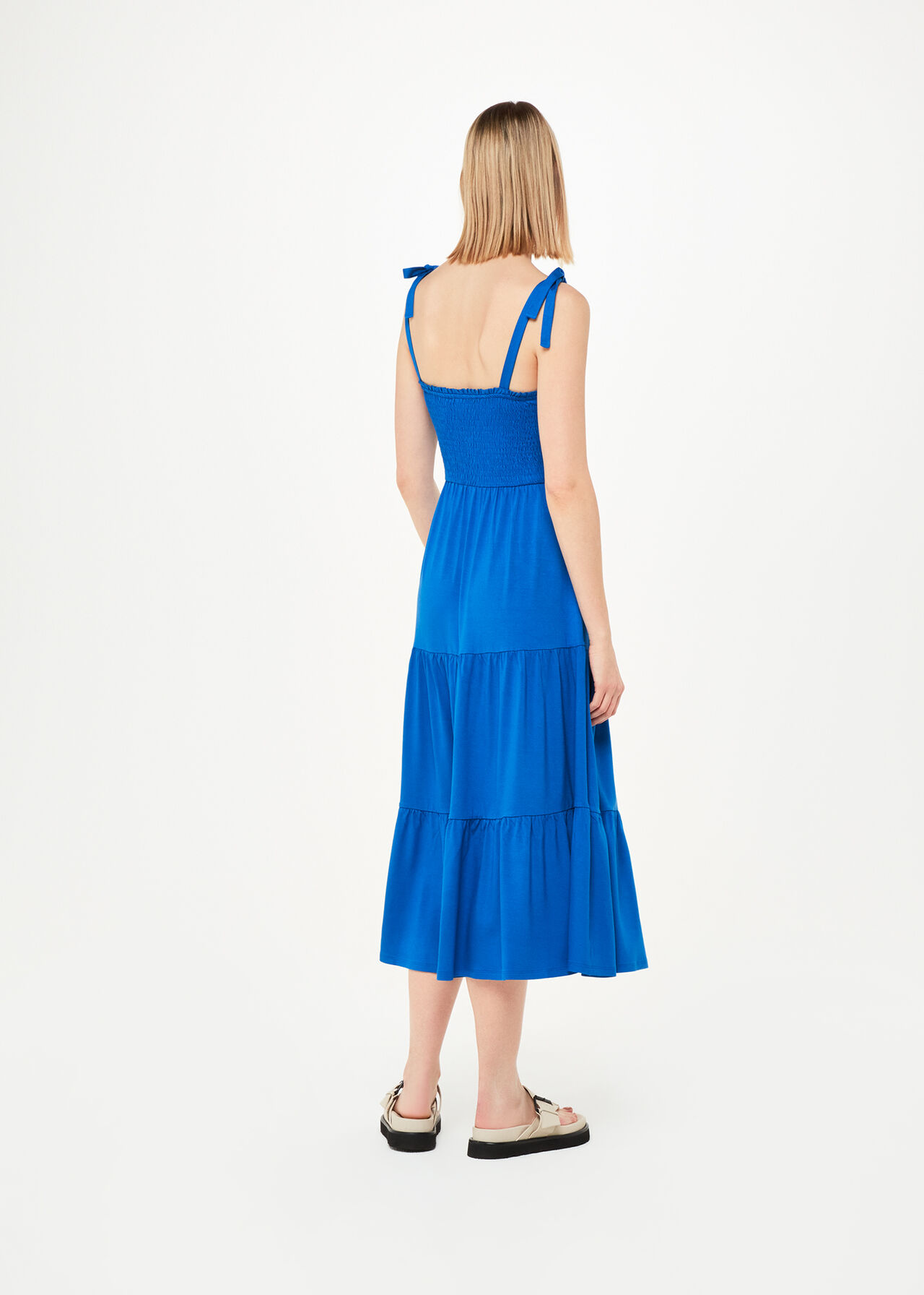Smocked Tiered Jersey Dress