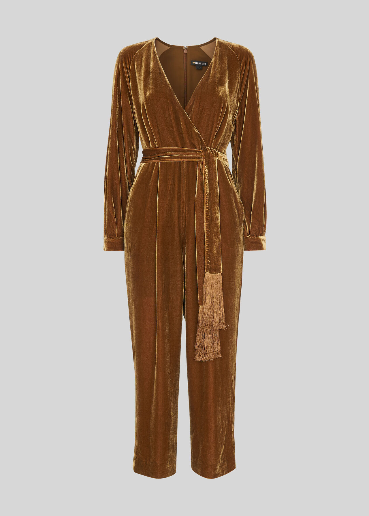 Thea Wrap Velvet Jumpsuit Gold