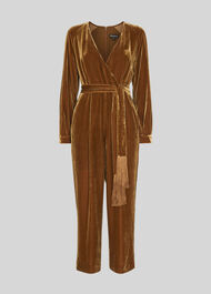 Thea Wrap Velvet Jumpsuit Gold