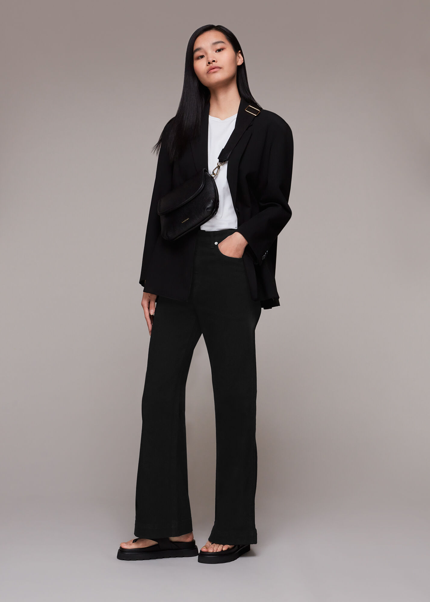 Black Lucy Stretch Flared Jean WHISTLES