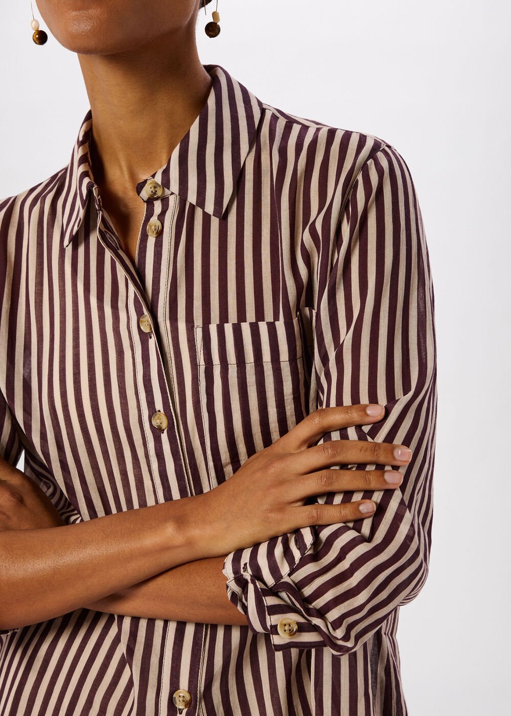 Stripe Long Sleeve Beach Shirt