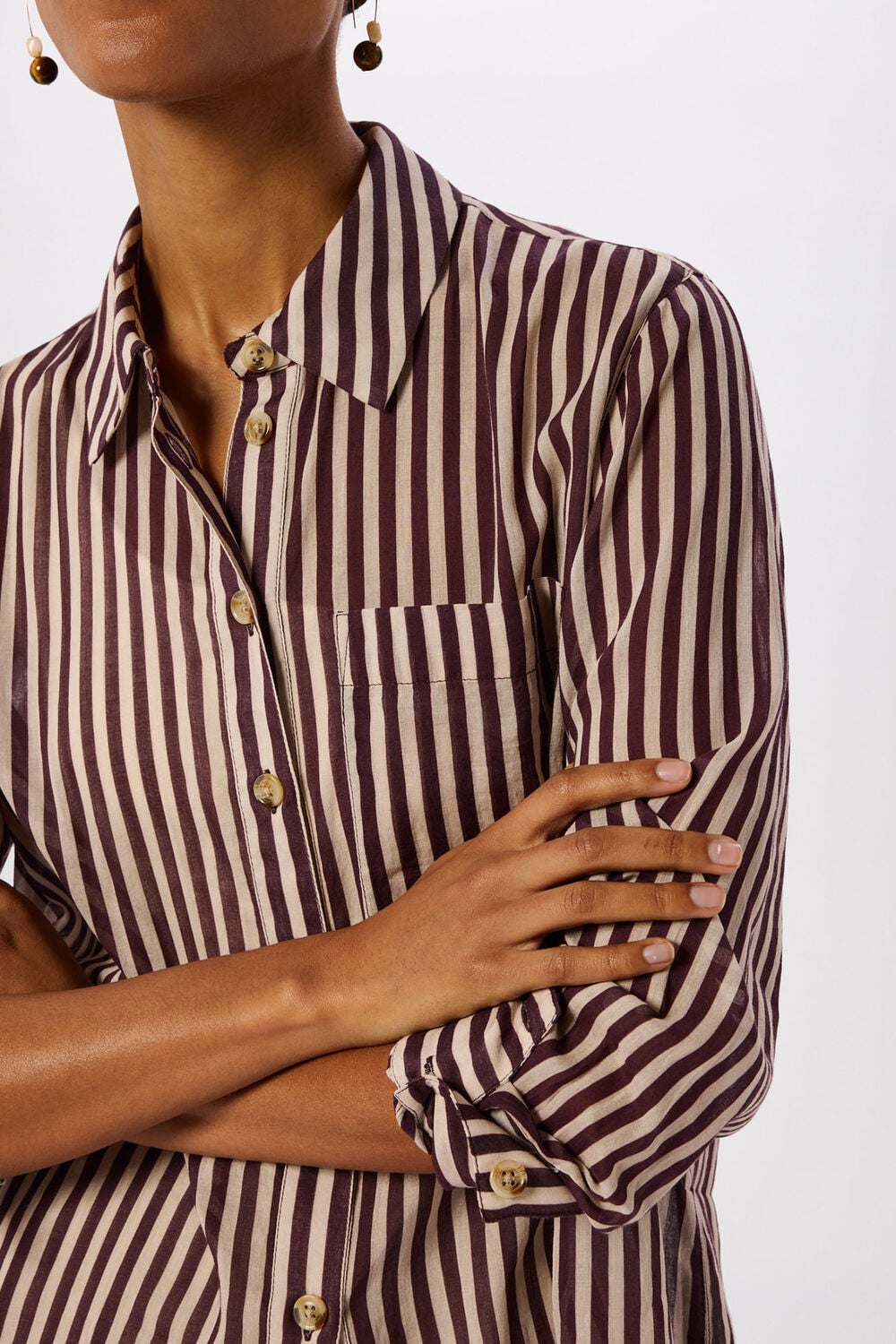 Stripe Long Sleeve Beach Shirt