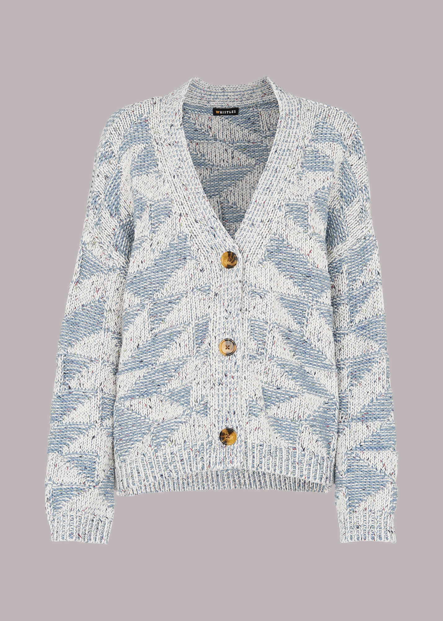 Blue/Multi Triangle Intarsia Cardigan WHISTLES
