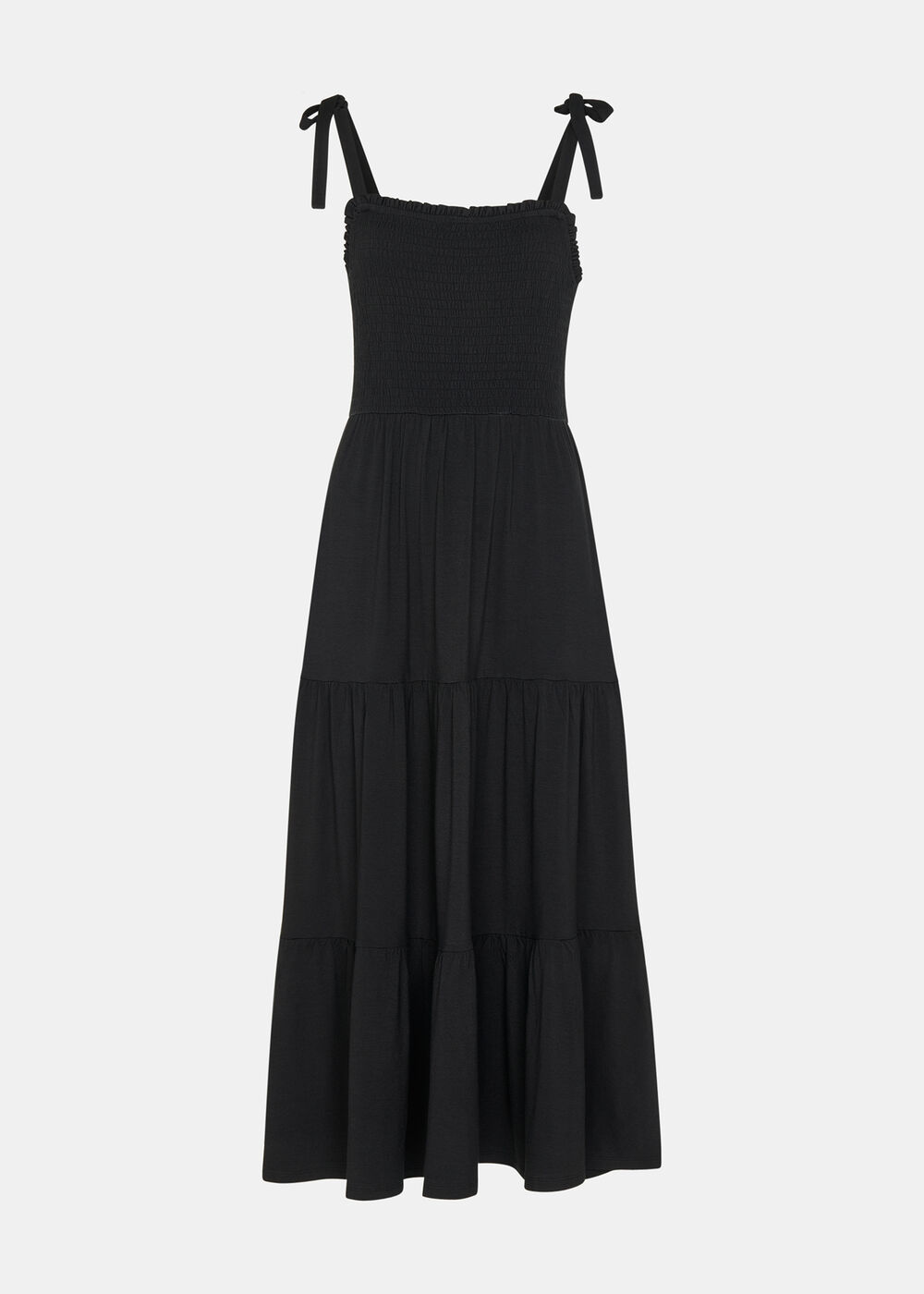 Smocked Tiered Jersey Dress