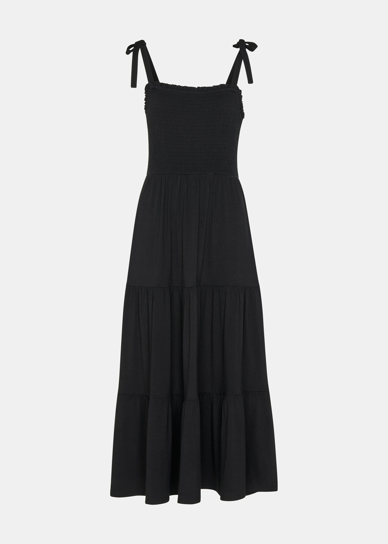 Smocked Tiered Jersey Dress