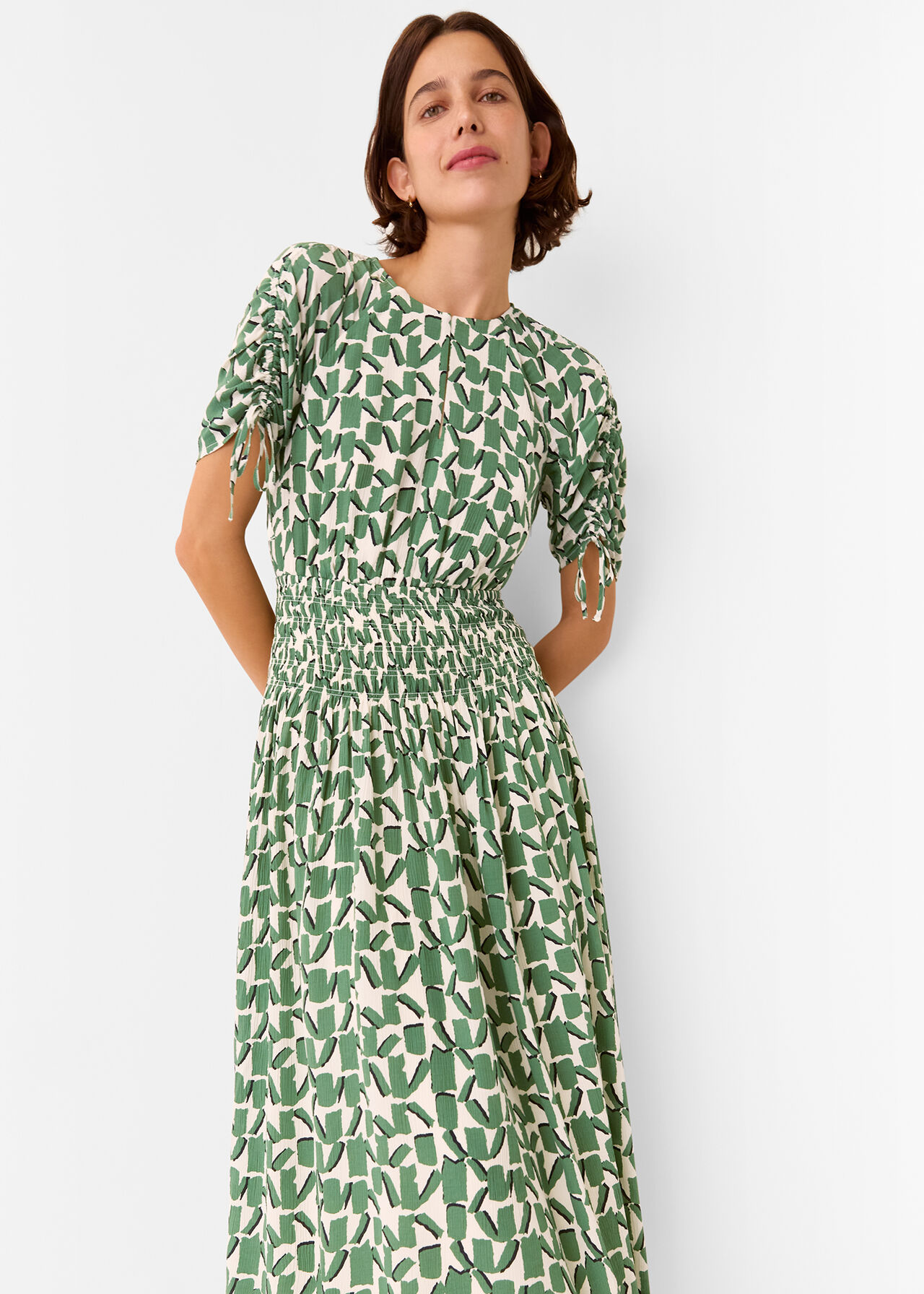 Whistles Abstract Squares Midi Dress