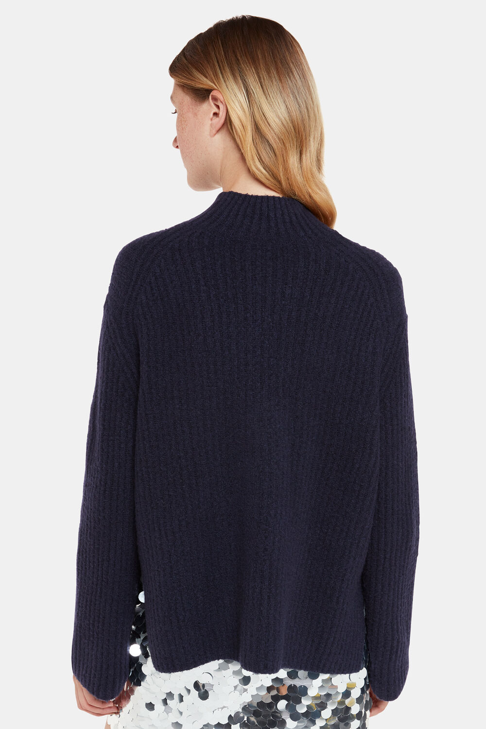 Wool Mix Rib Funnel Neck