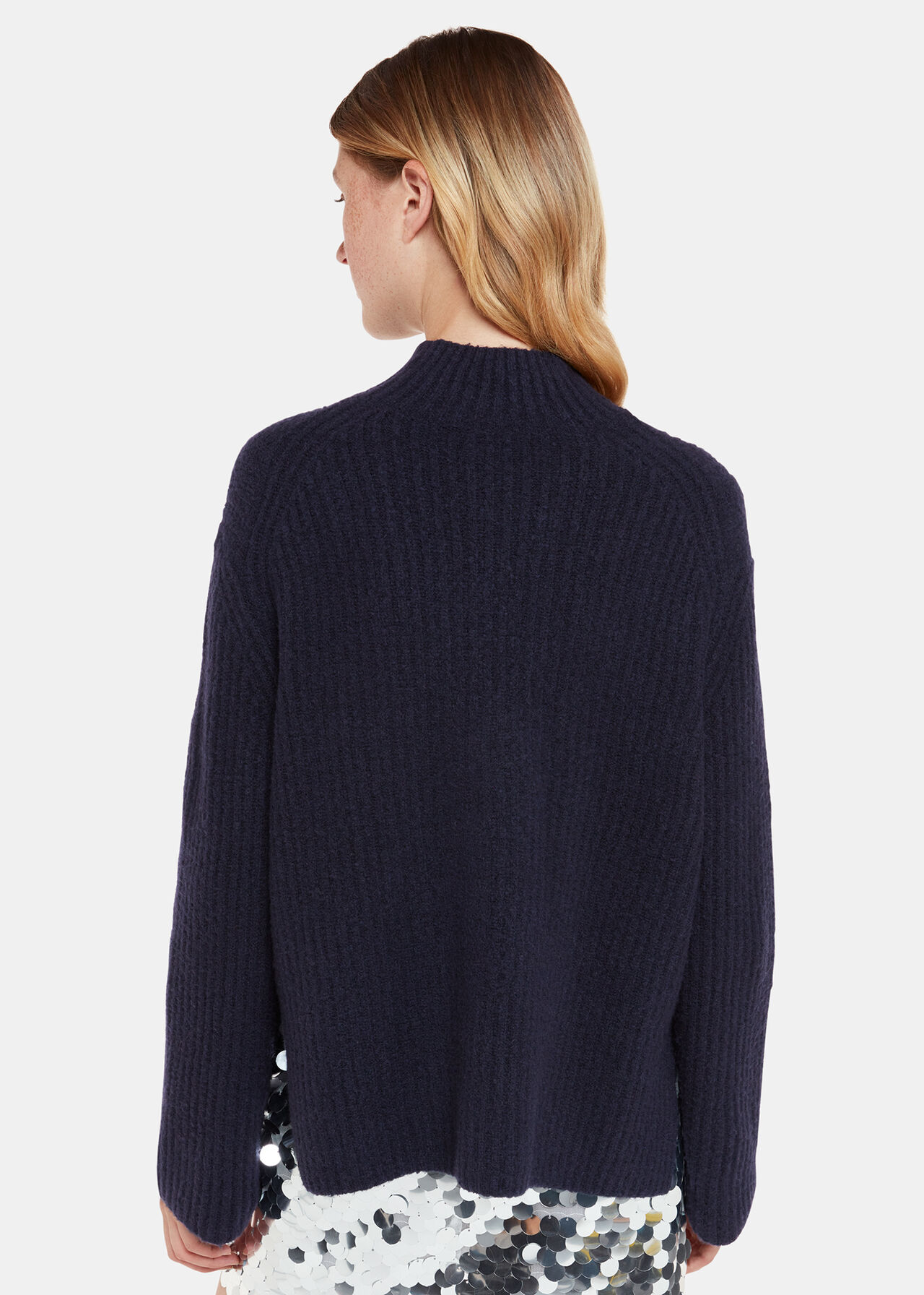 Wool Mix Rib Funnel Neck