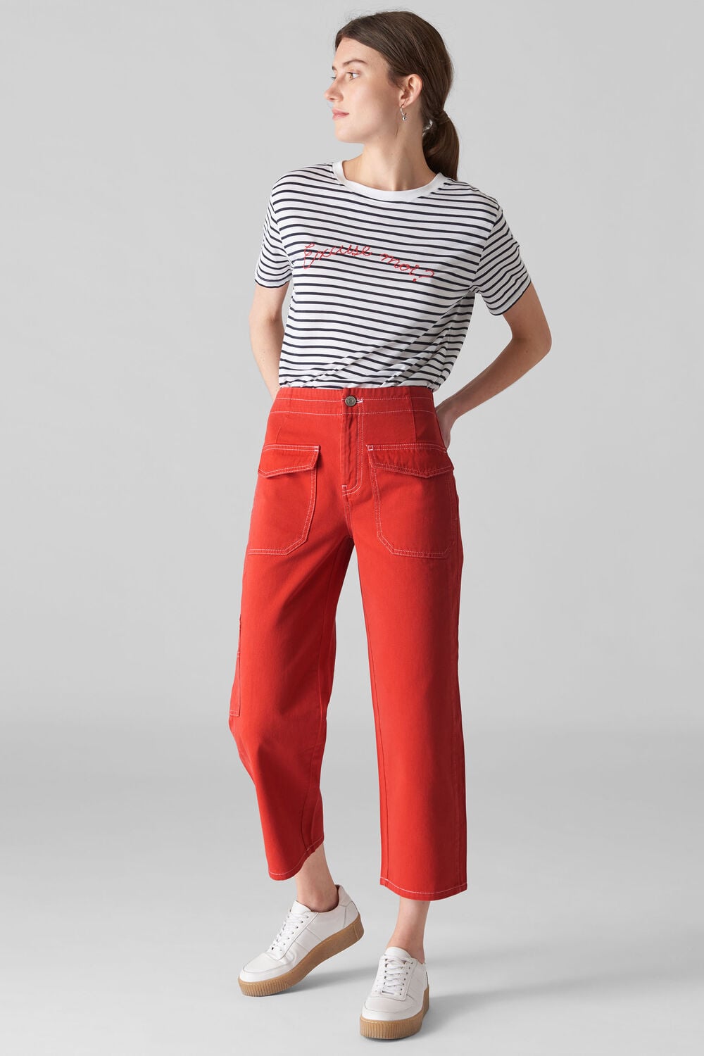 Carpenter Crop Trouser Red