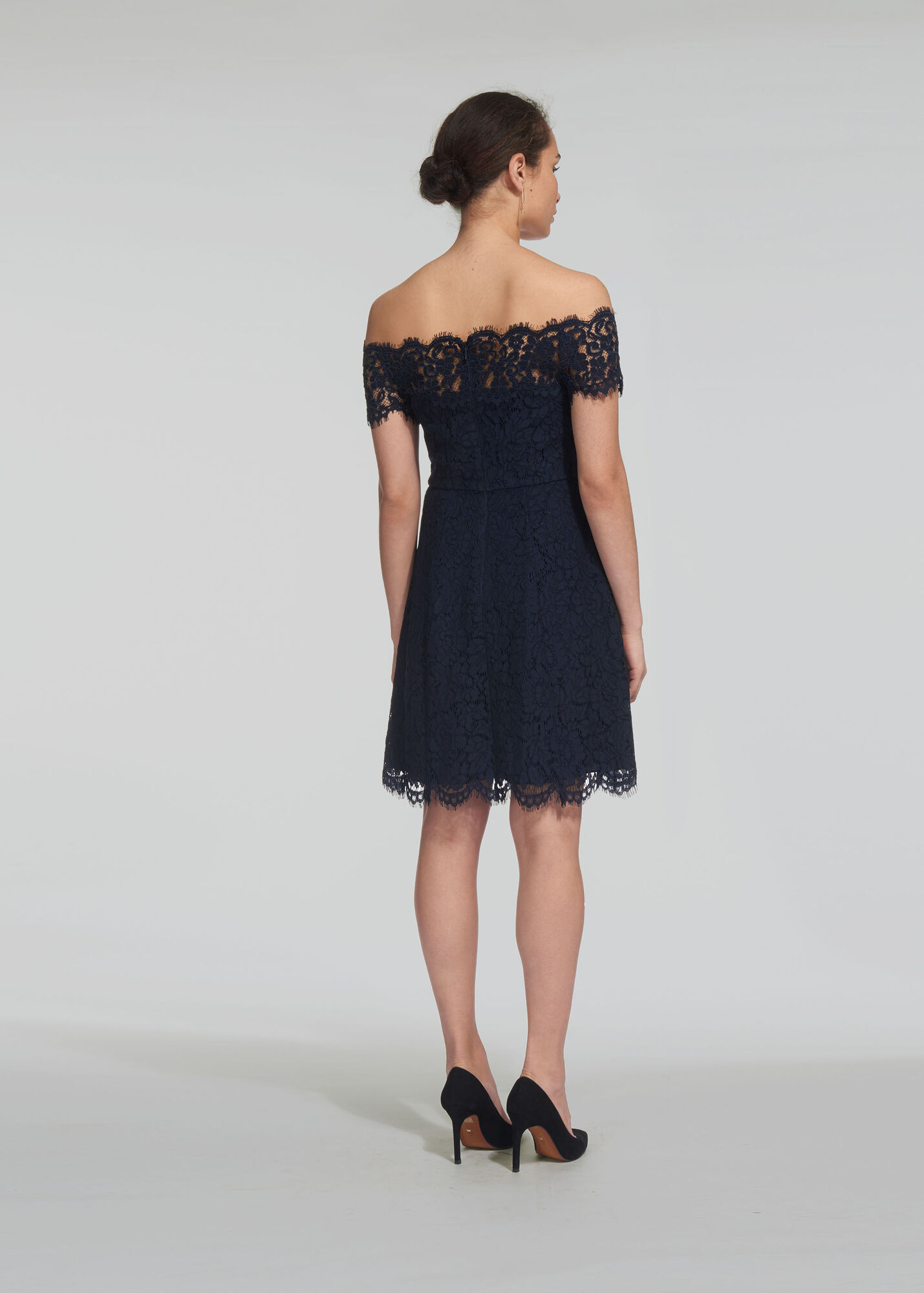 Navy Off Shoulder Lace Dress WHISTLES Whistles