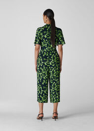 Digital Daisy Print Jumpsuit Navy/Multi