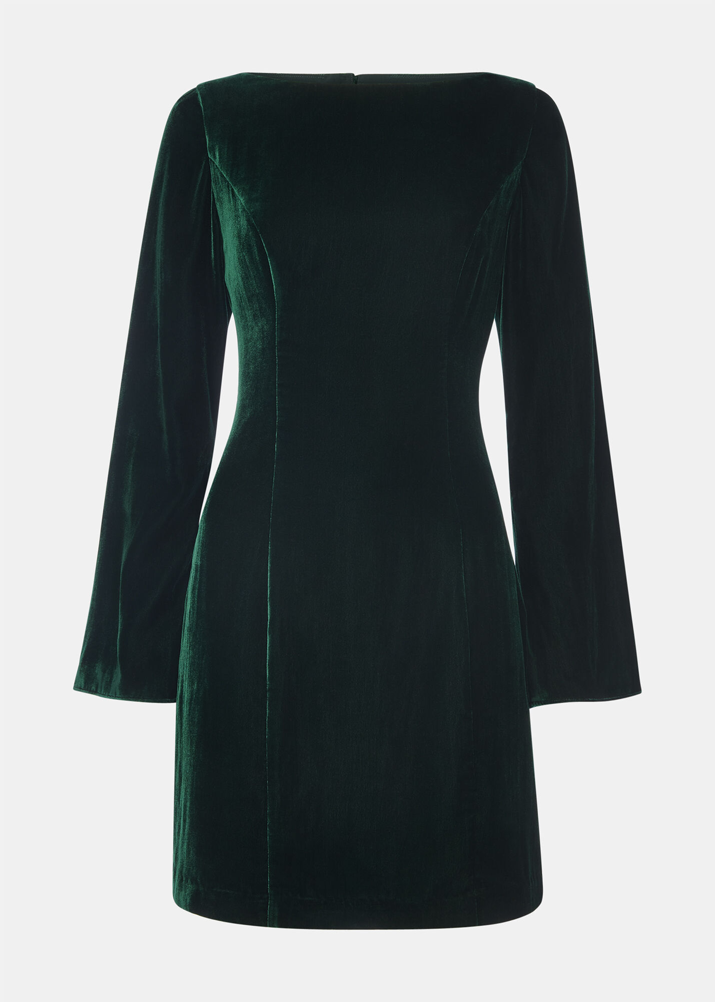 Forest Green Velvet Flare Sleeve Dress | WHISTLES | Whistles US |