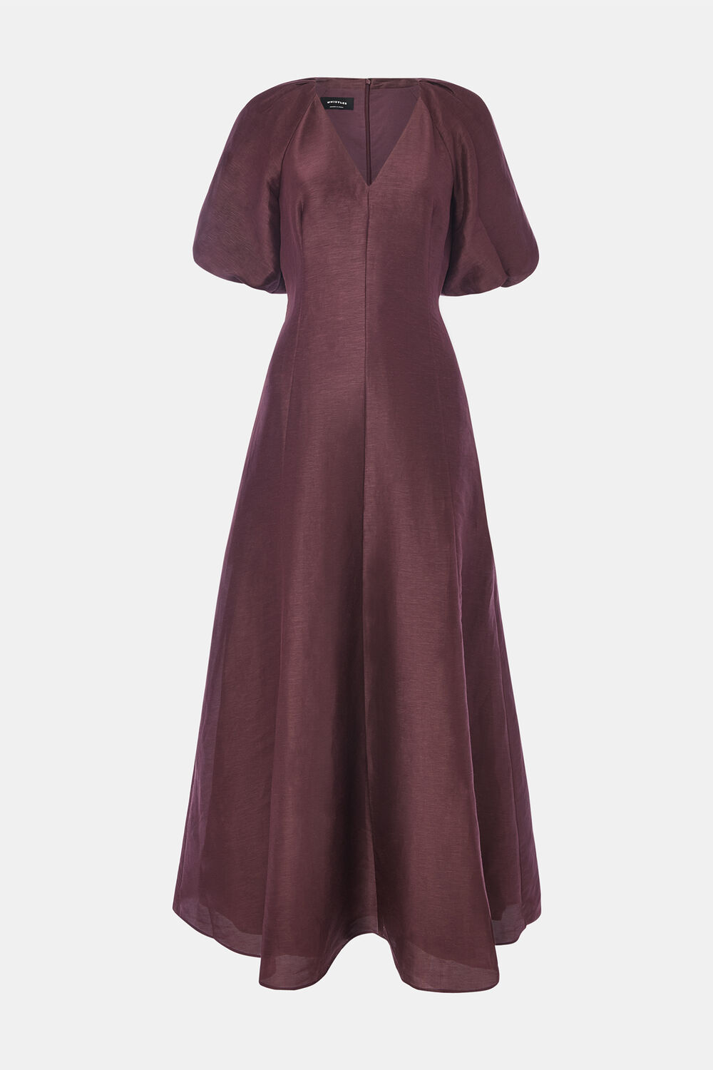 Burgundy Silk Blend Taffeta Maxi Dress