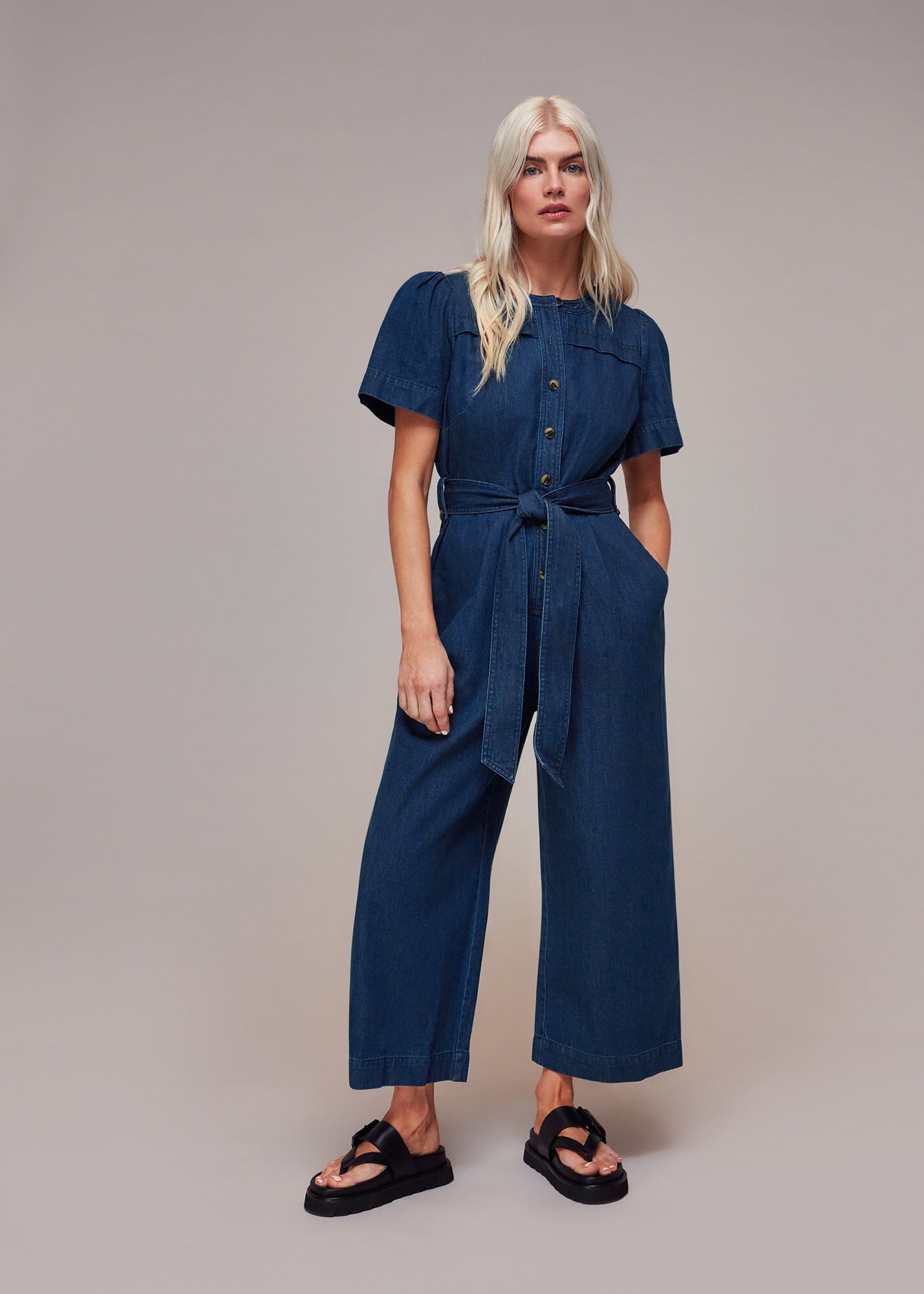 Denim Alana Denim Jumpsuit | WHISTLES | Whistles US |