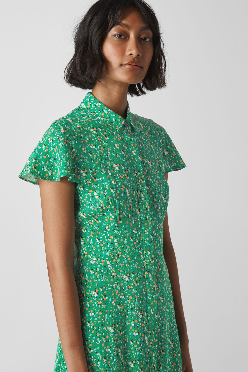 Ditsy Blossom Midi Shirt Dress