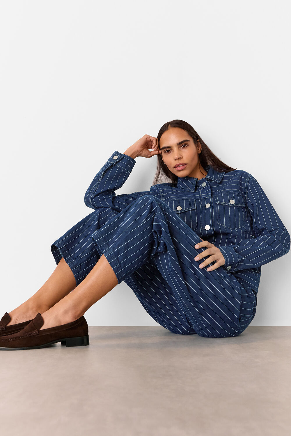Pinstripe Denim Jacket