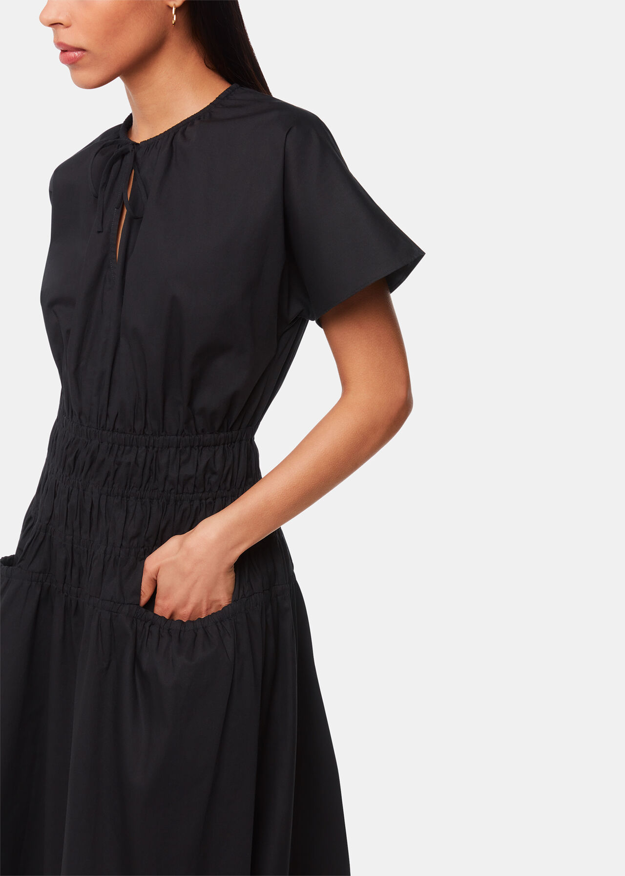 Poplin Shirred Dress