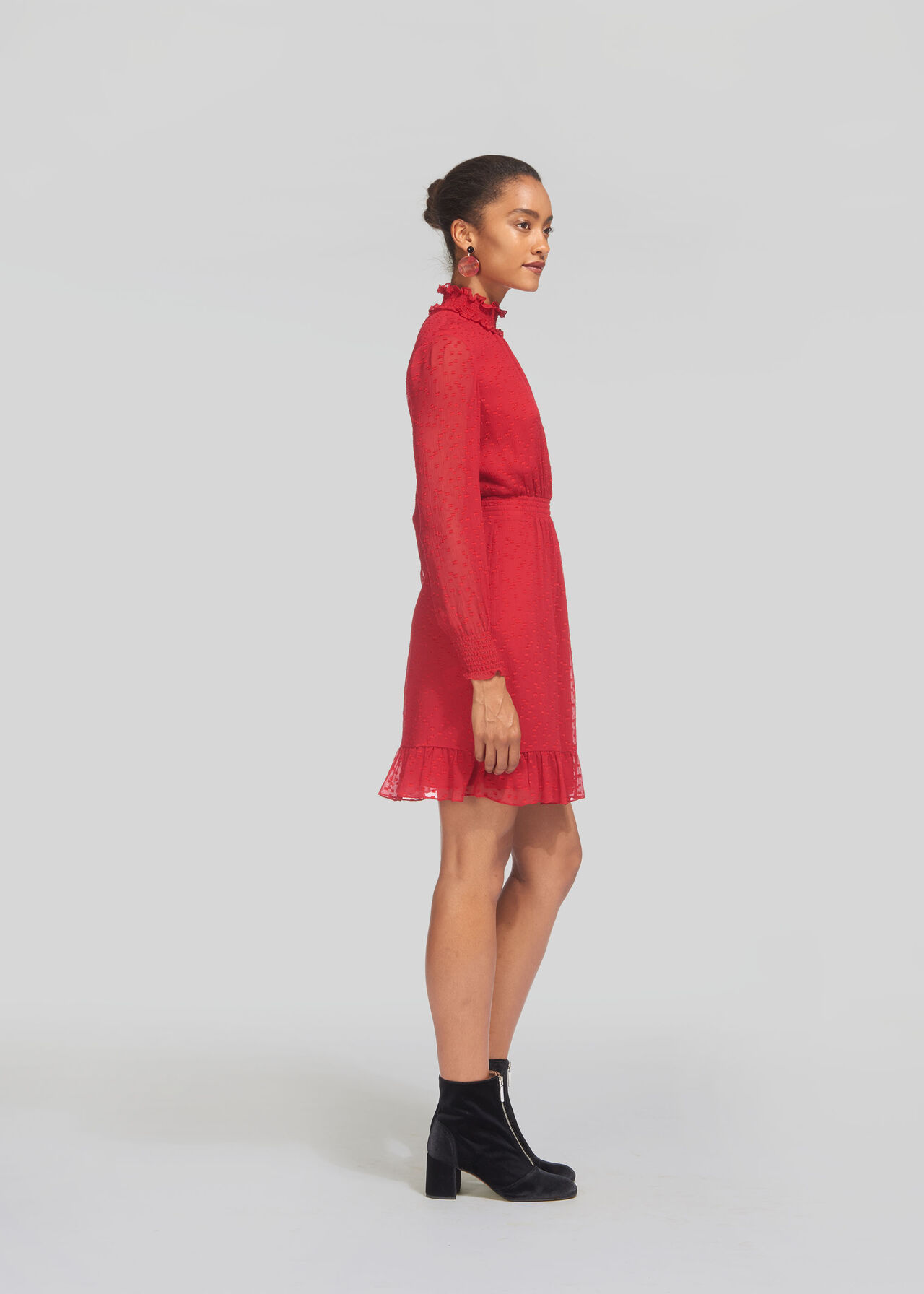 Ilona Dobby Dress Red