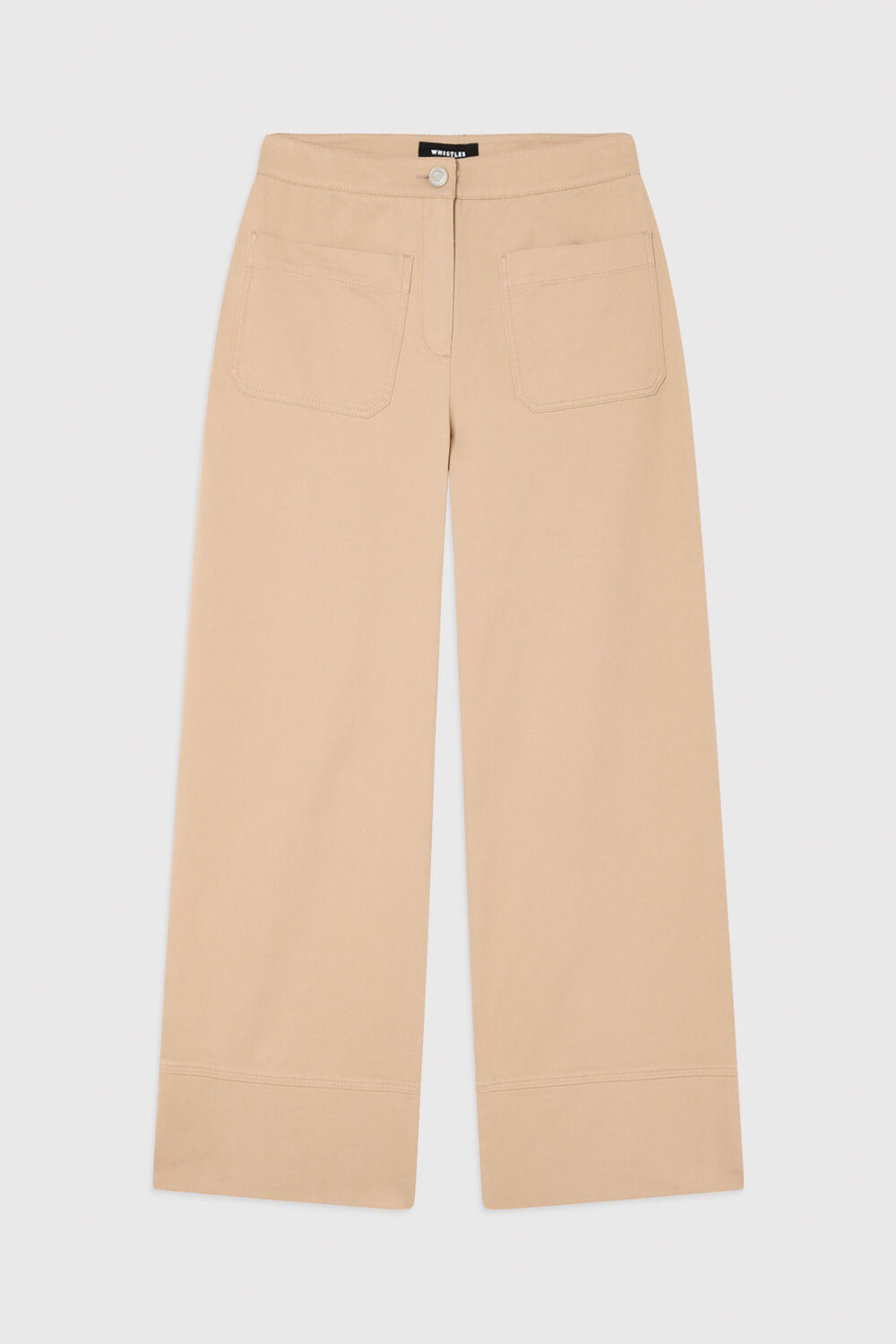 Neutral Wide Leg Casual Cotton Trouser