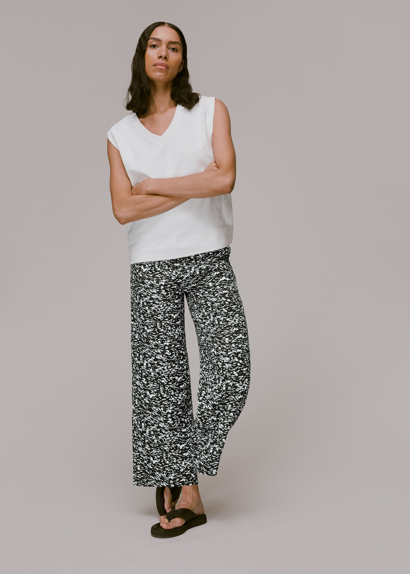 Black/Multi Abstract Smudge Trouser 