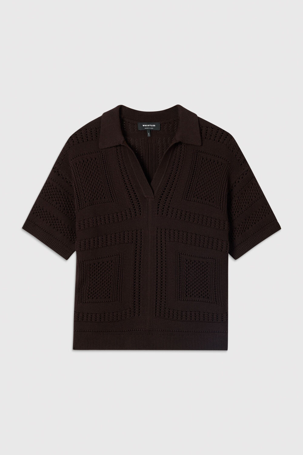 Chocolate Crochet Detail Cotton Polo