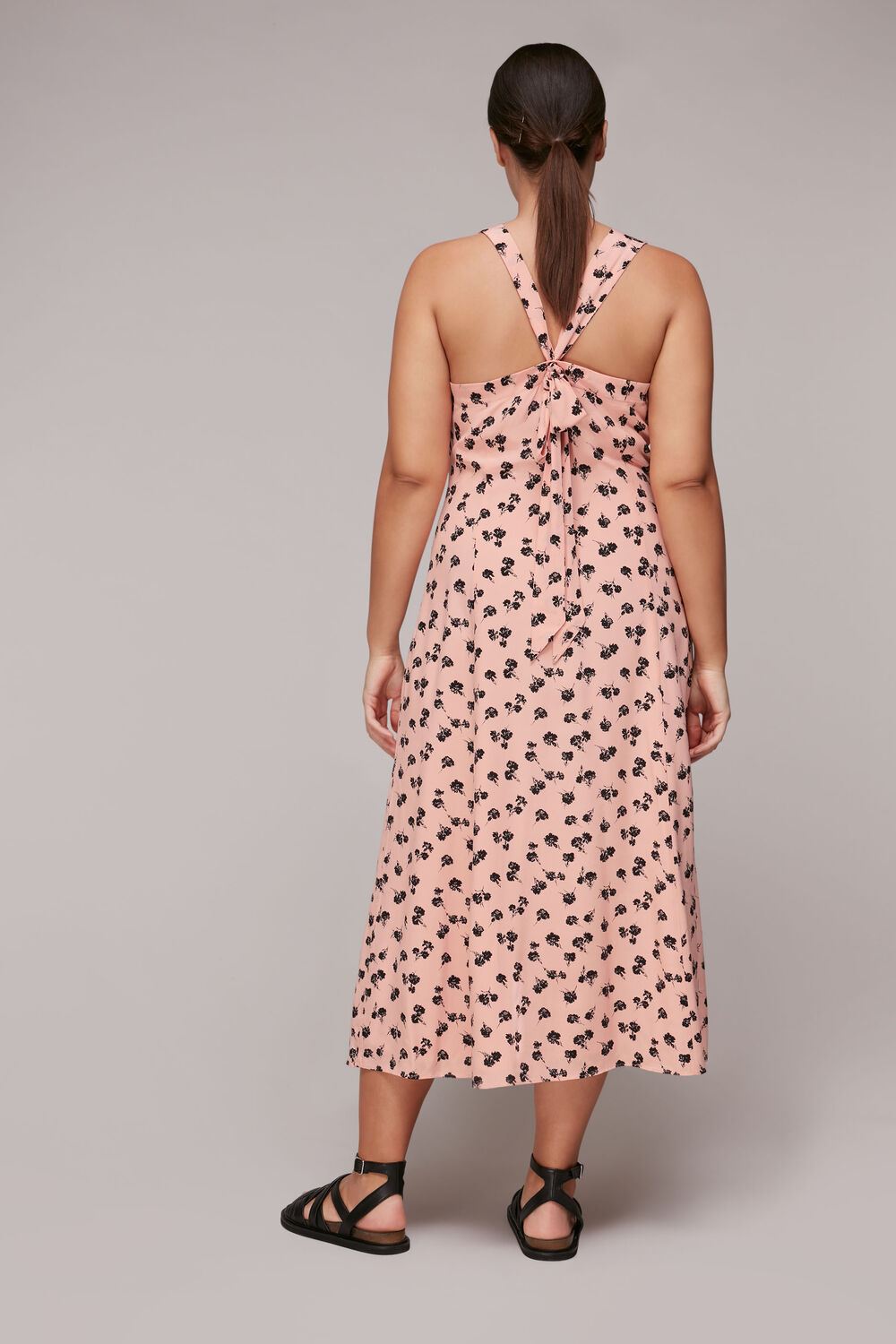 Pink Scattered Carnation Midi Dress