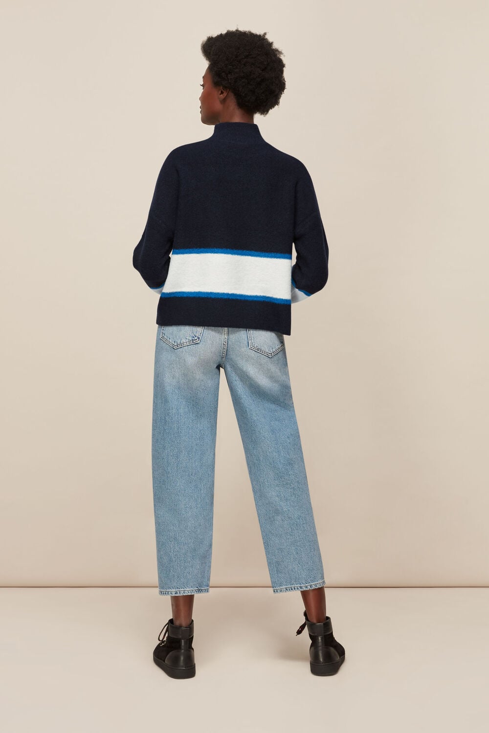 Colour Block Funnel Neck Knit