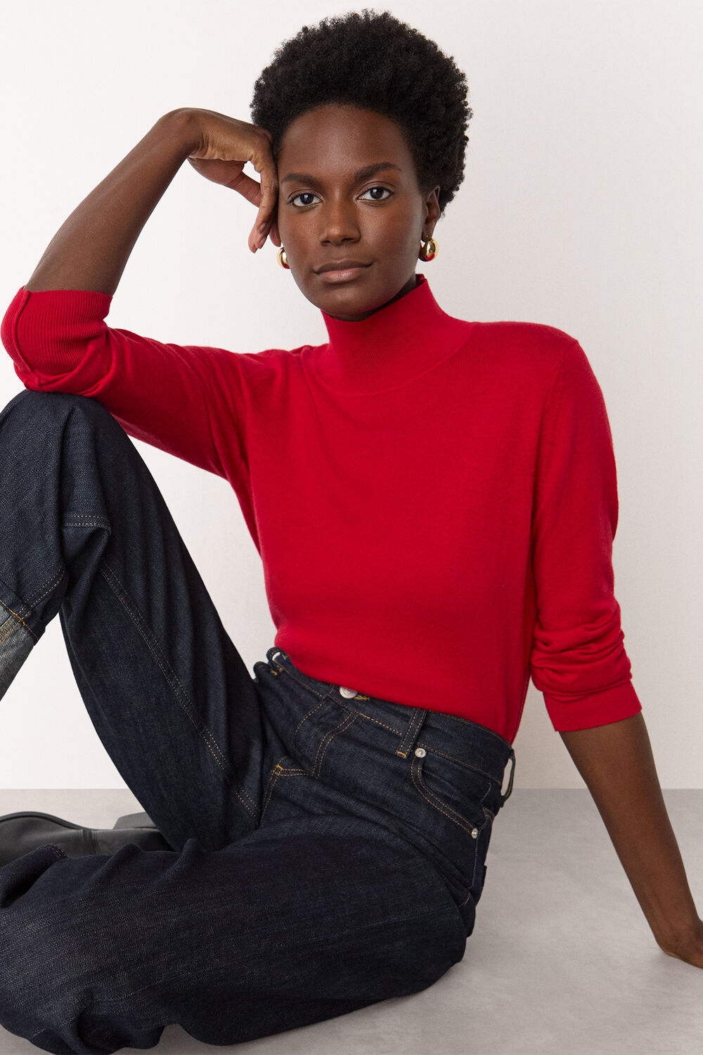 Fine Wool Mix Funnel Neck Knit