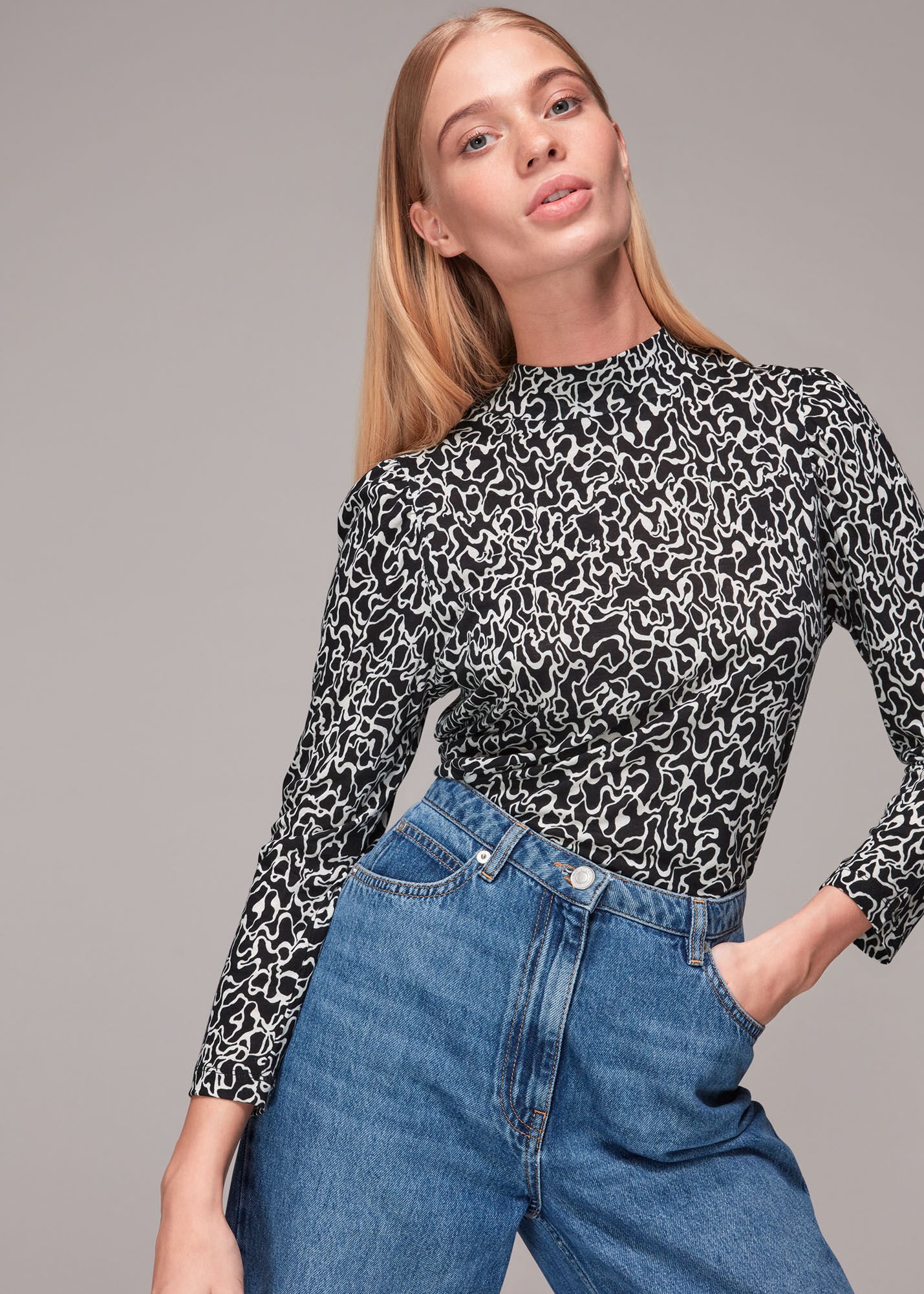 Black and white high neck top top